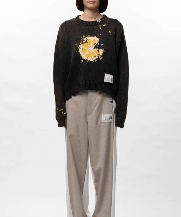 Orange Jacquard Knit Sweater