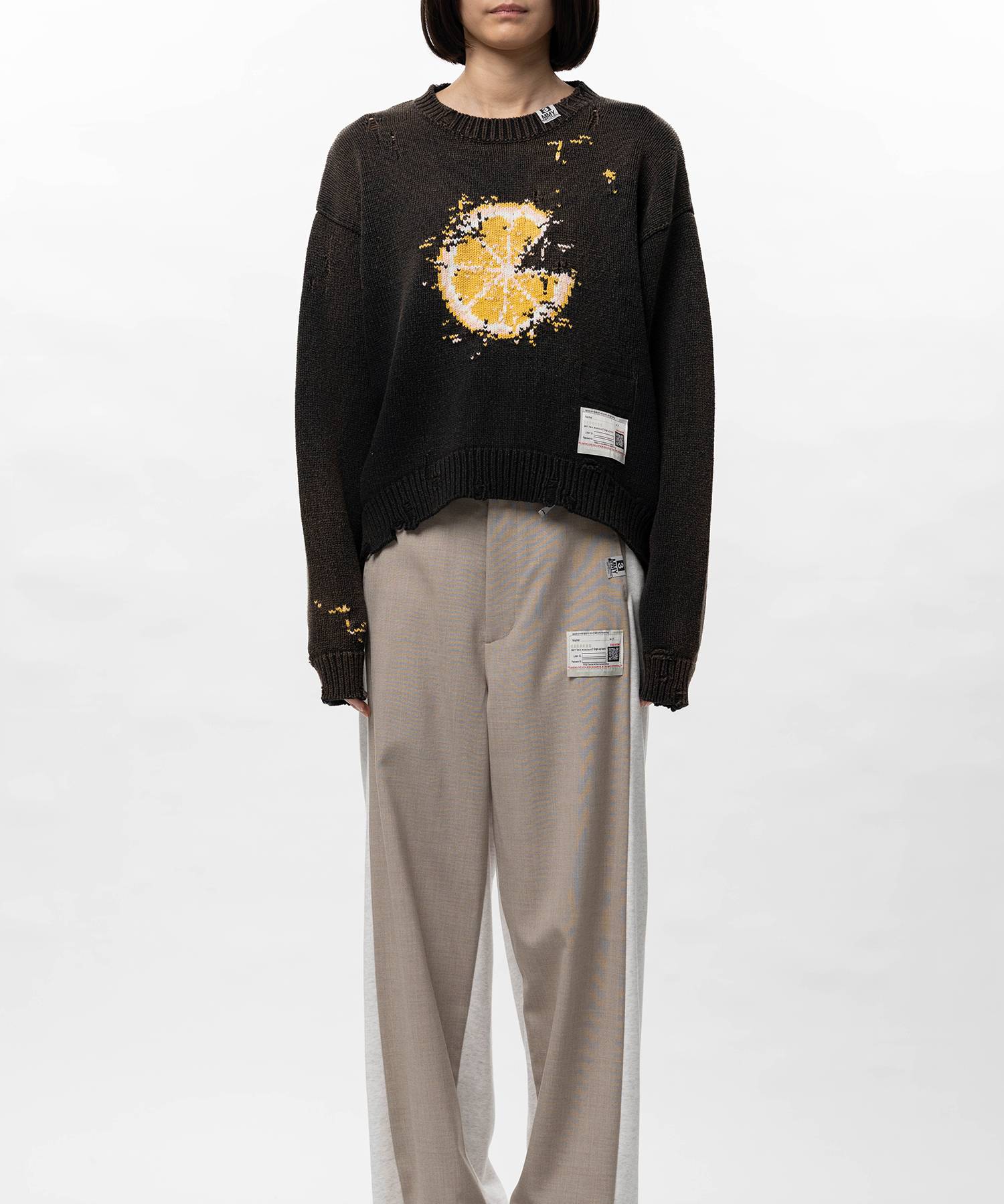 Orange Jacquard Knit Sweater