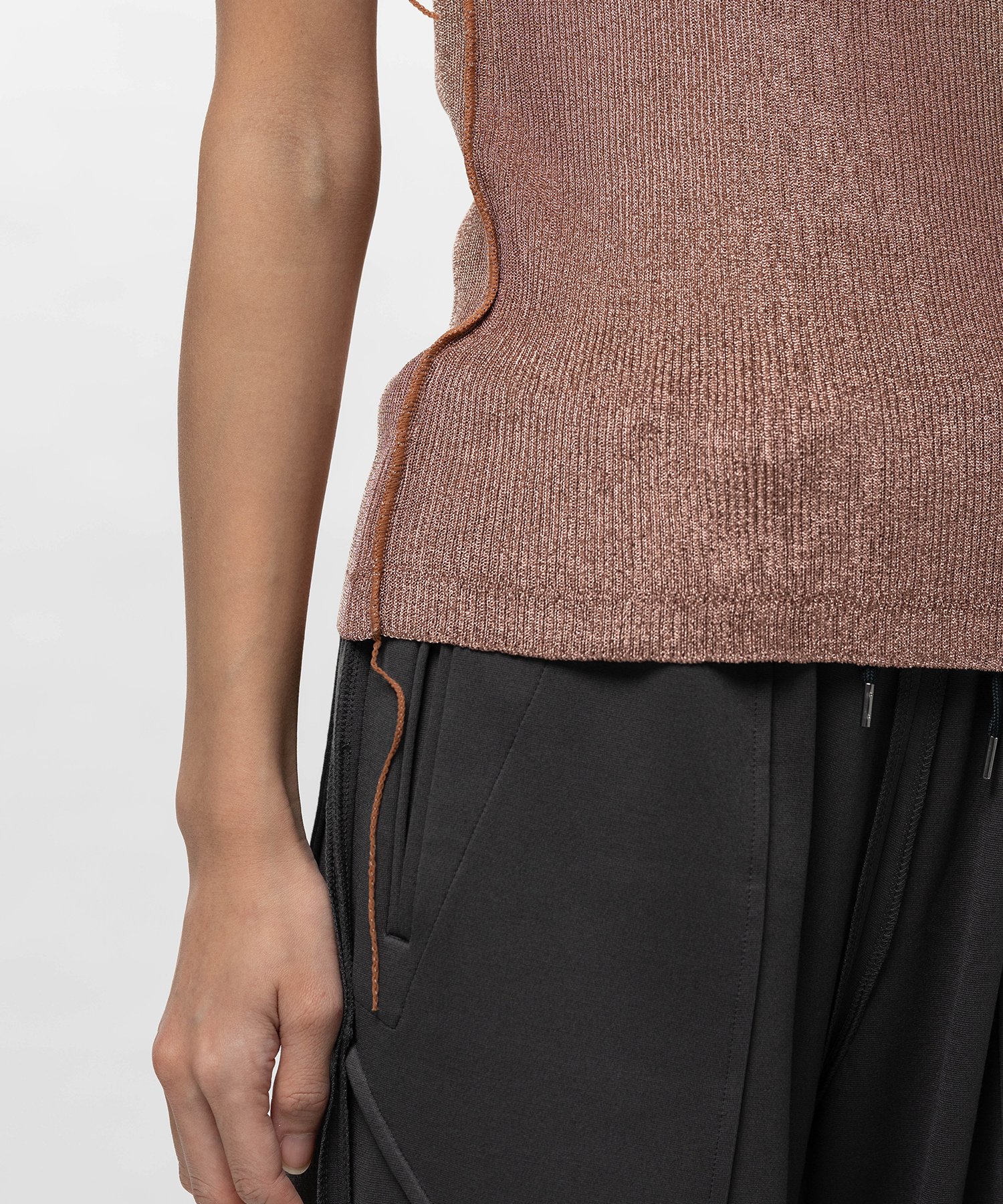 Inside-Out Glitter Knit Tank-top