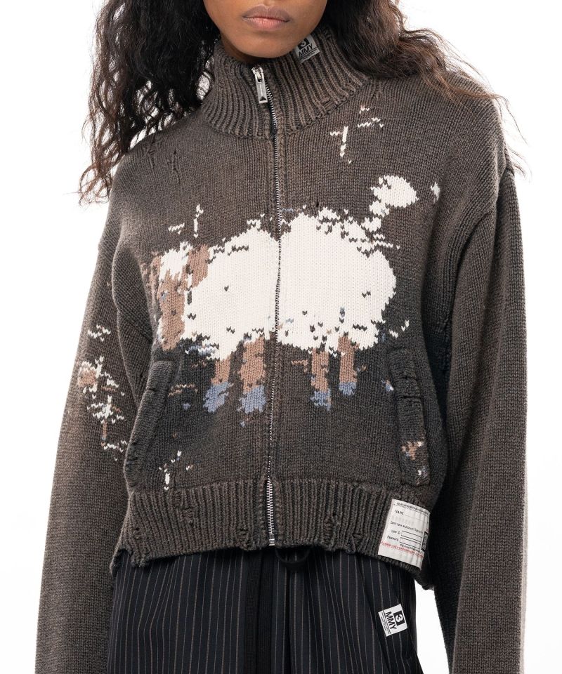 Sheep Jacquard Knit Cardigan