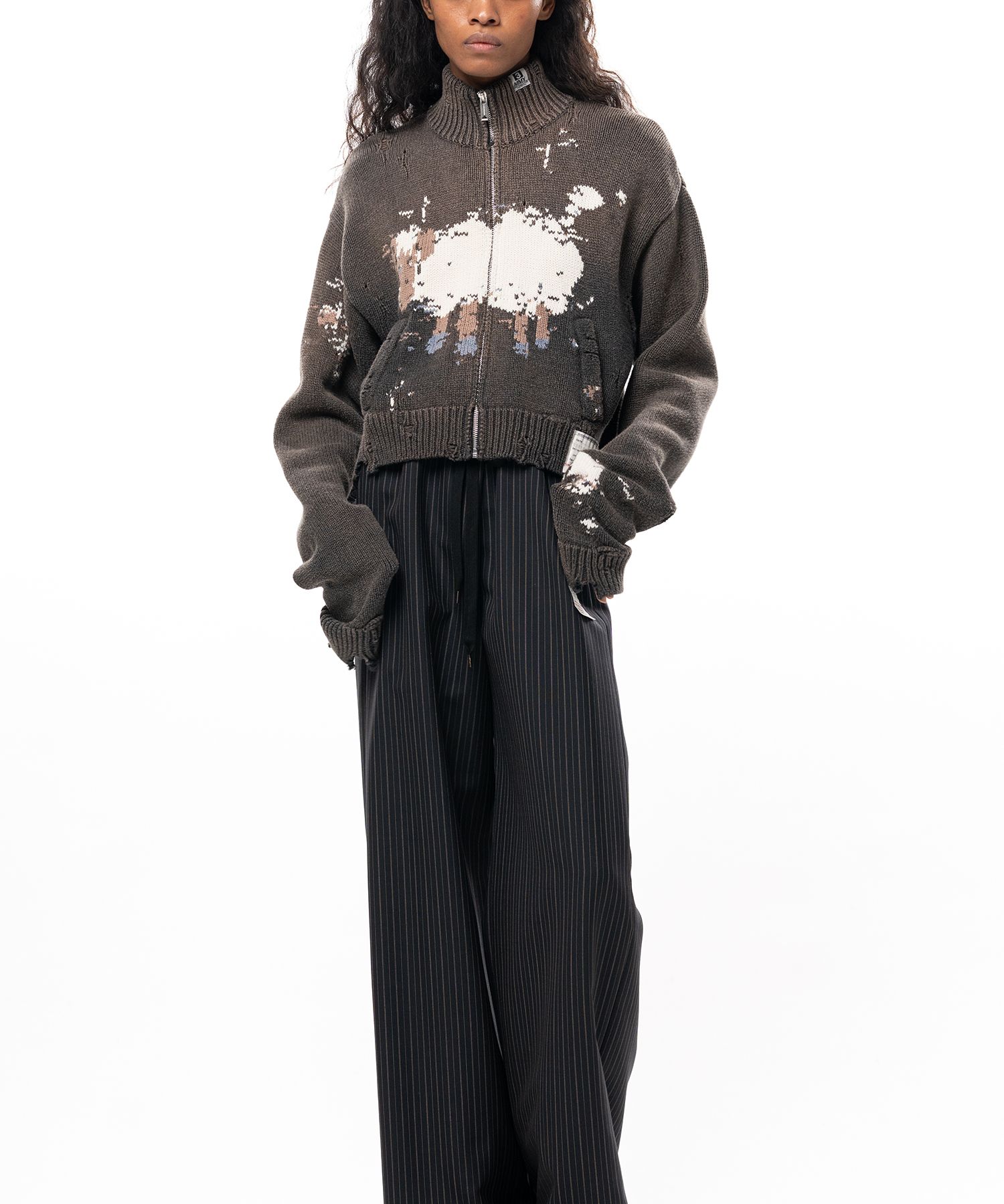 Sheep Jacquard Knit Cardigan