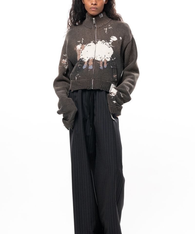 Sheep Jacquard Knit Cardigan