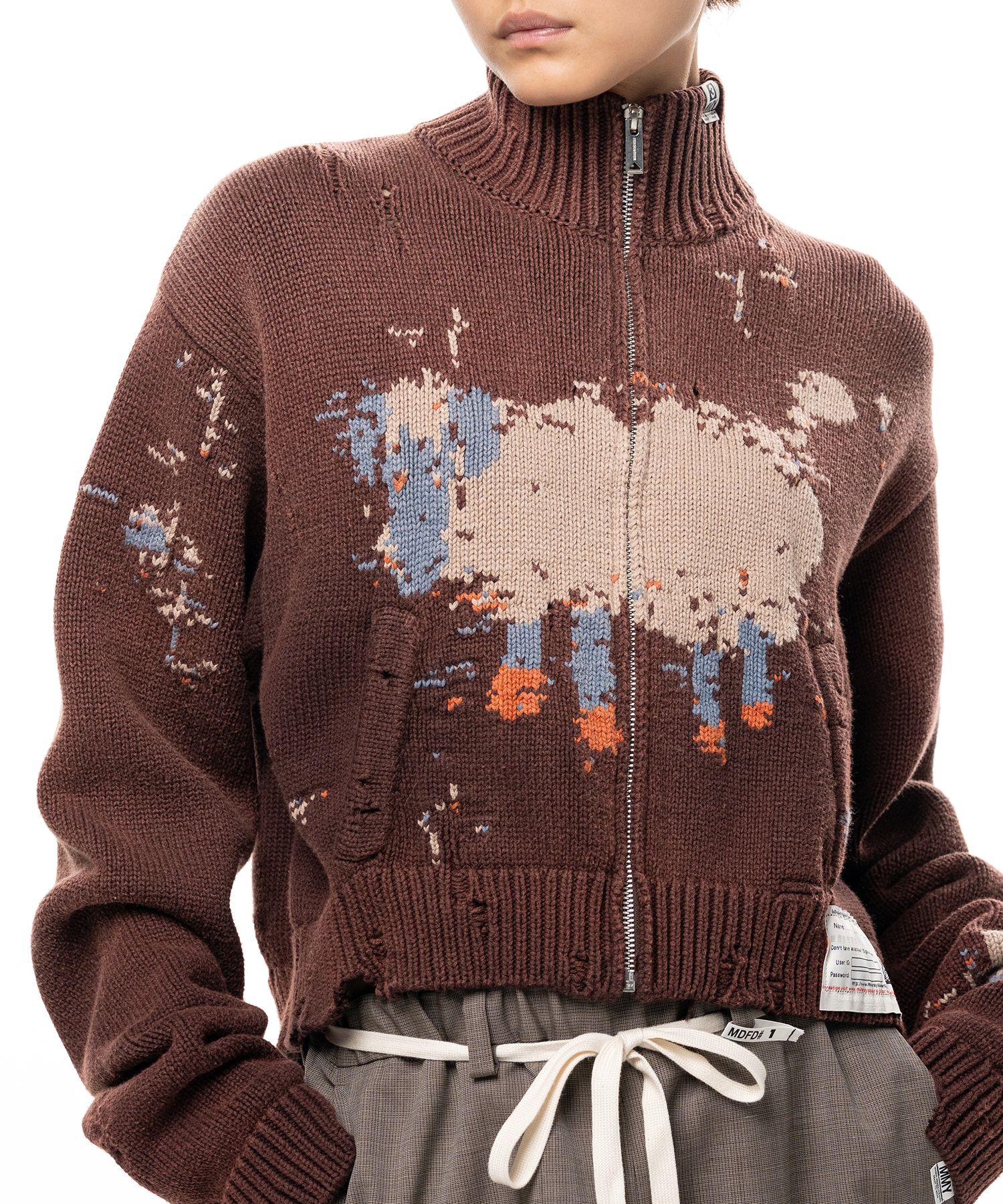 Sheep Jacquard Knit Cardigan