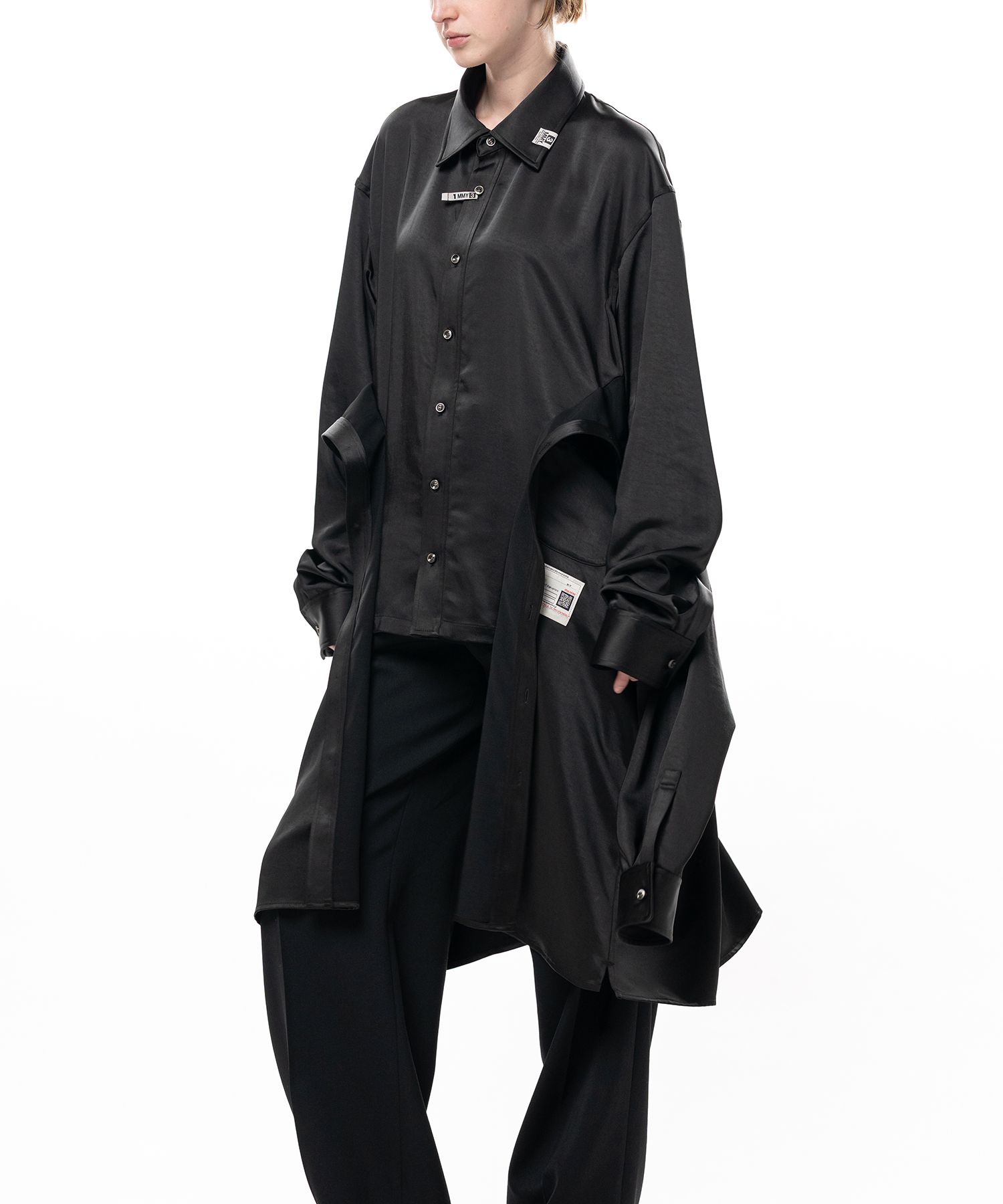 Combined Satin Shirt Dress