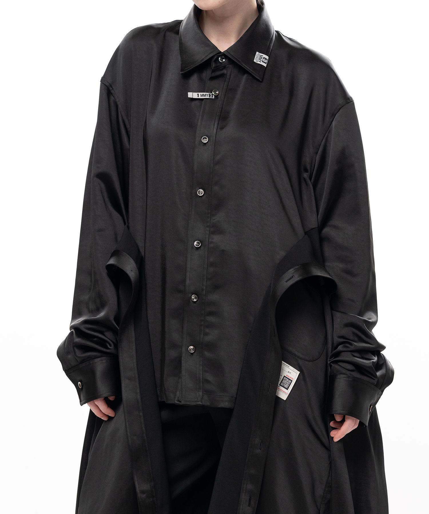 Combined Satin Shirt Dress