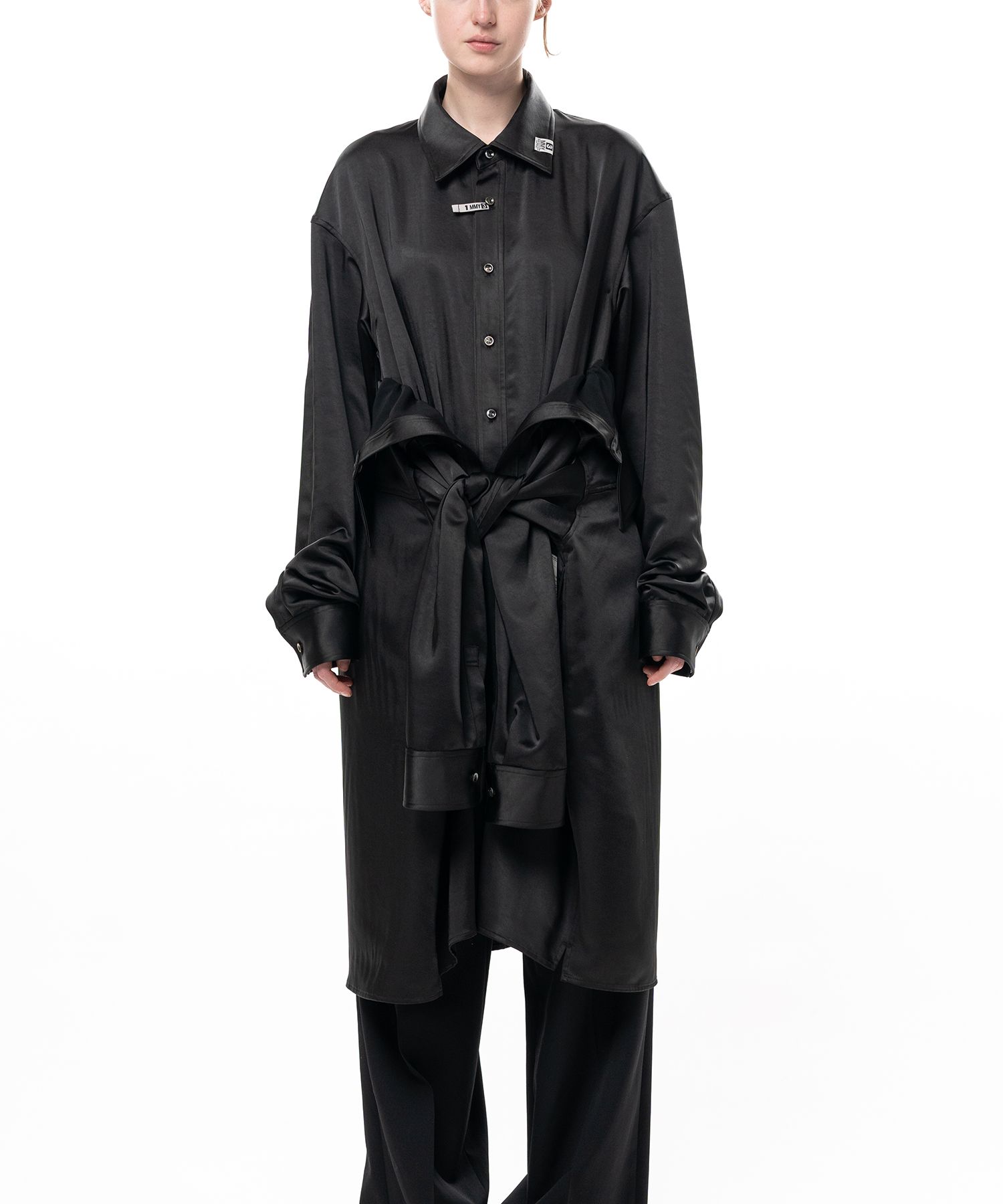 Combined Satin Shirt Dress