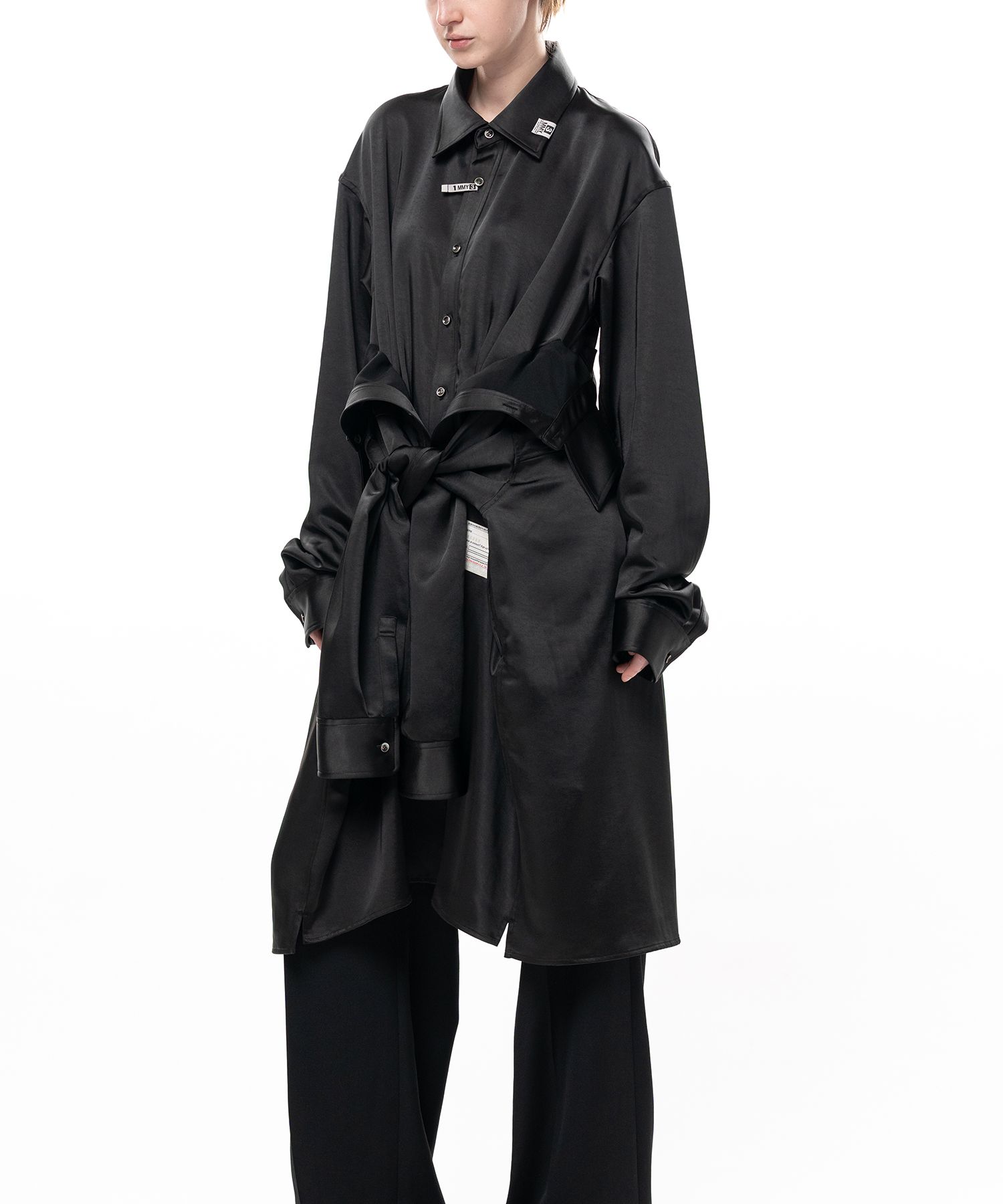 Combined Satin Shirt Dress