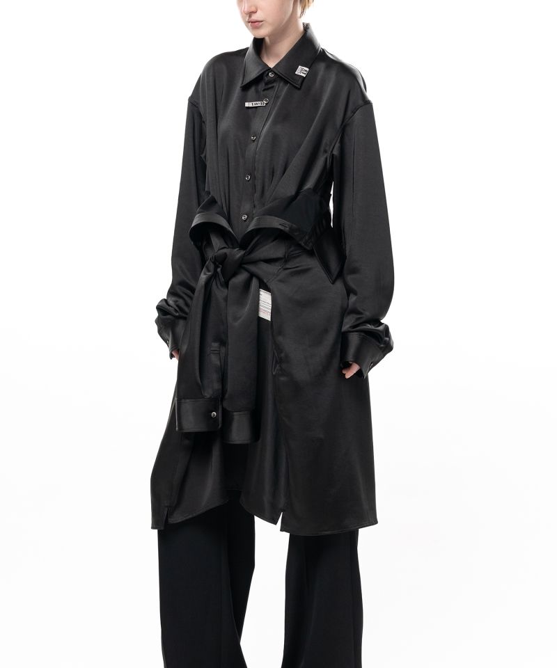 Combined Satin Shirt Dress