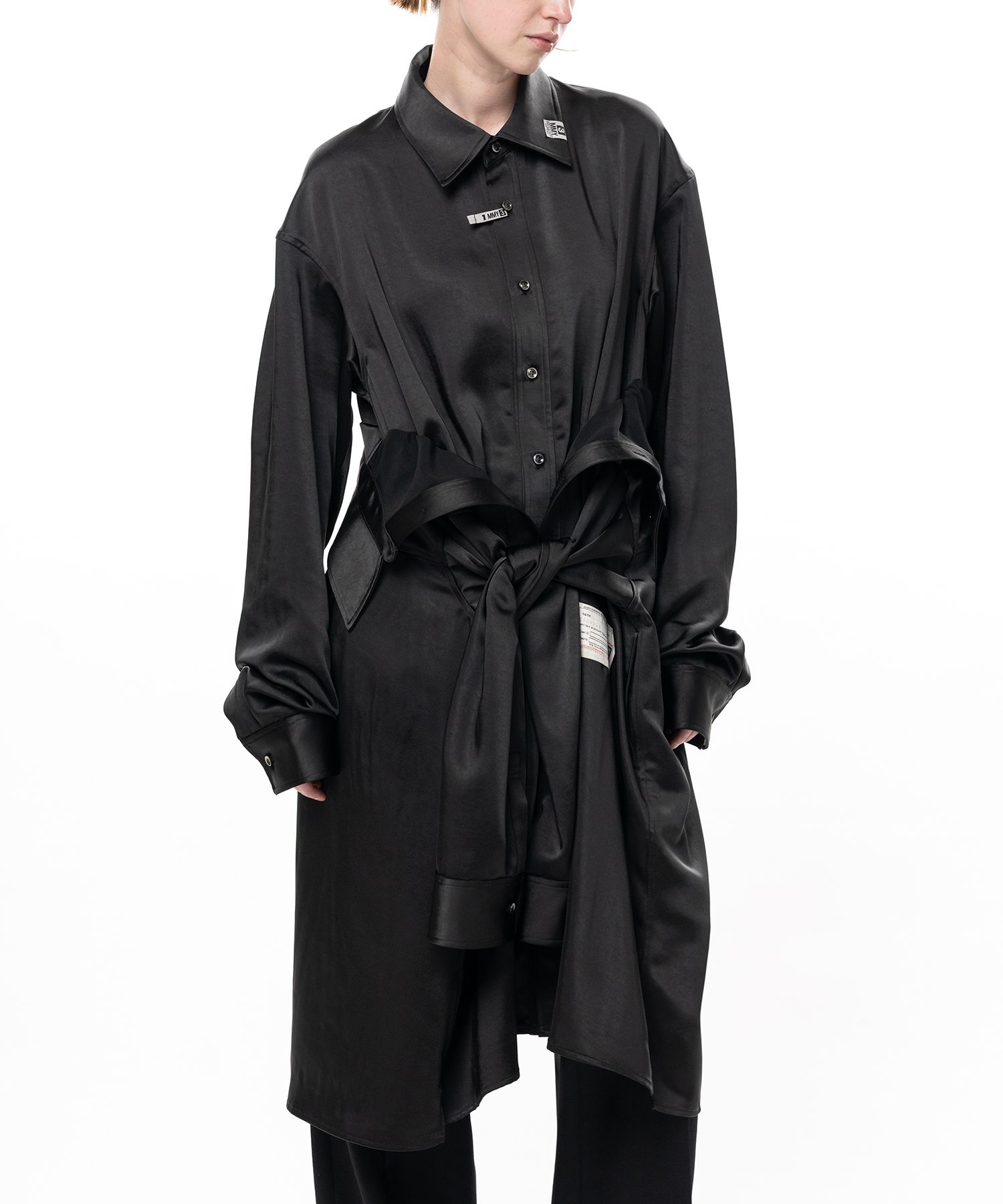 Combined Satin Shirt Dress