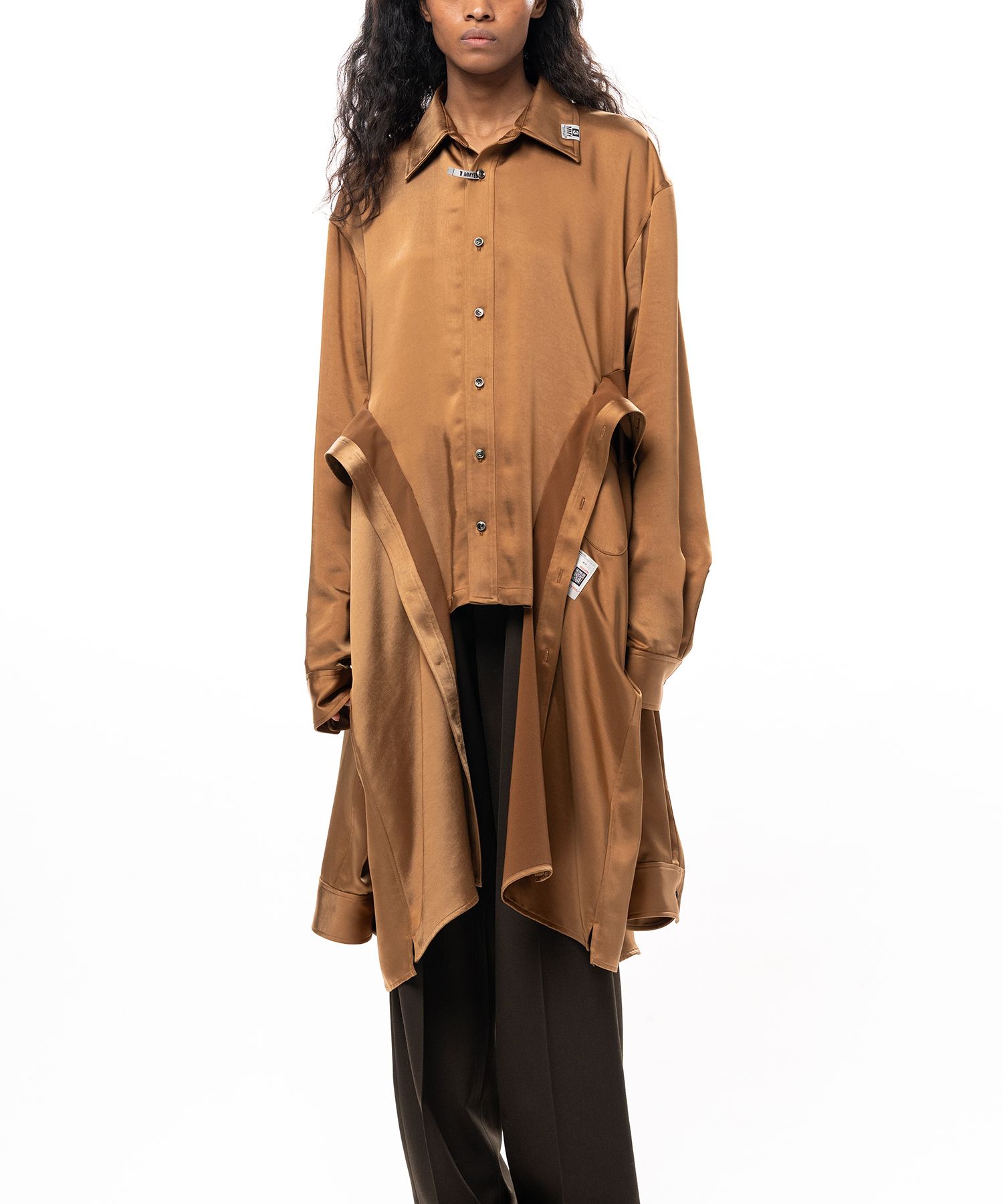 Combined Satin Shirt Dress