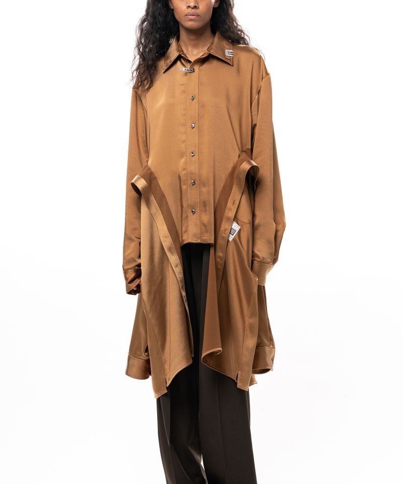 Combined Satin Shirt Dress