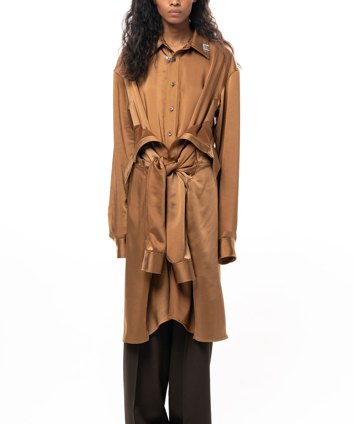 Combined Satin Shirt Dress