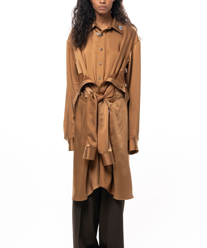 Combined Satin Shirt Dress