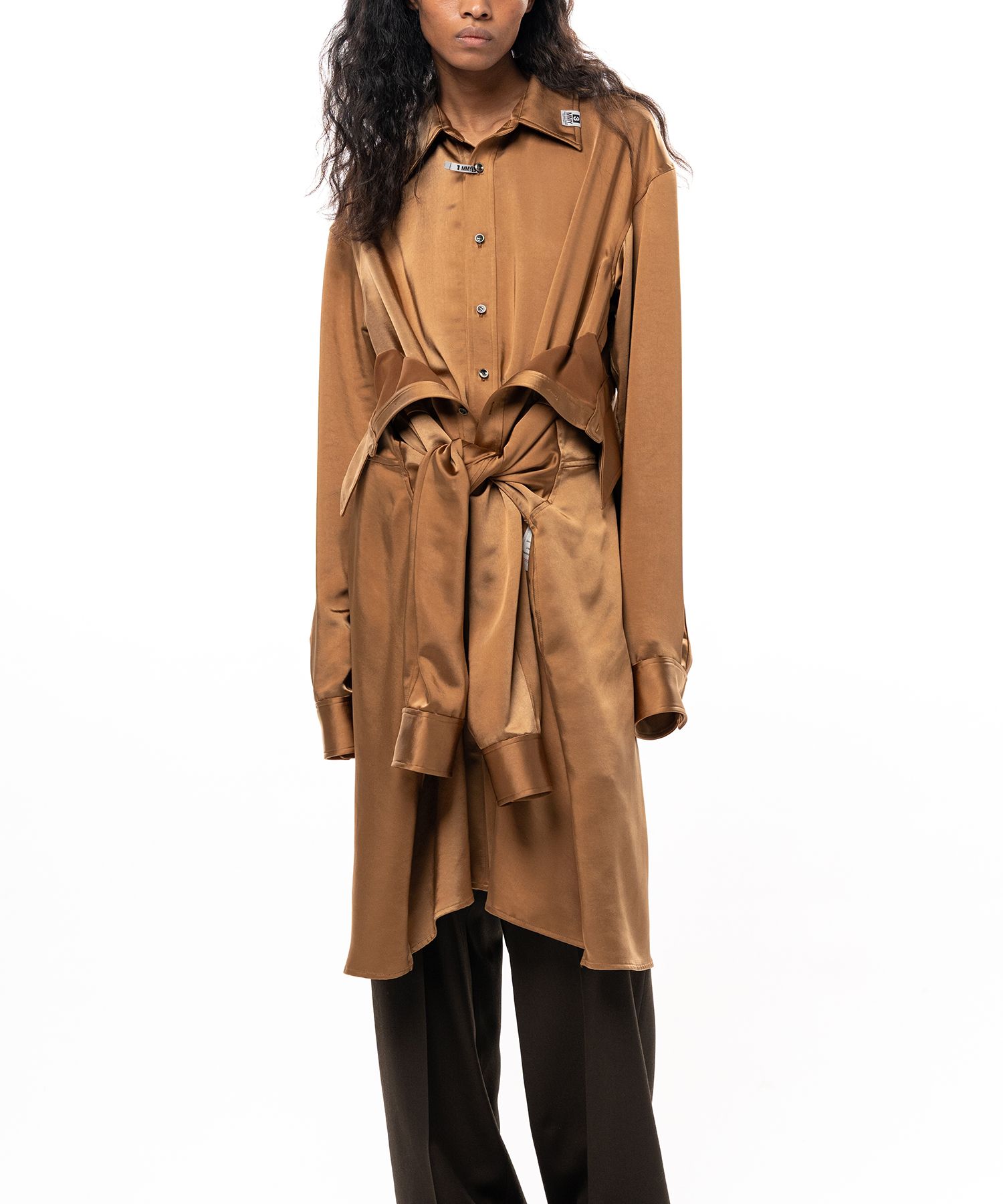 Combined Satin Shirt Dress