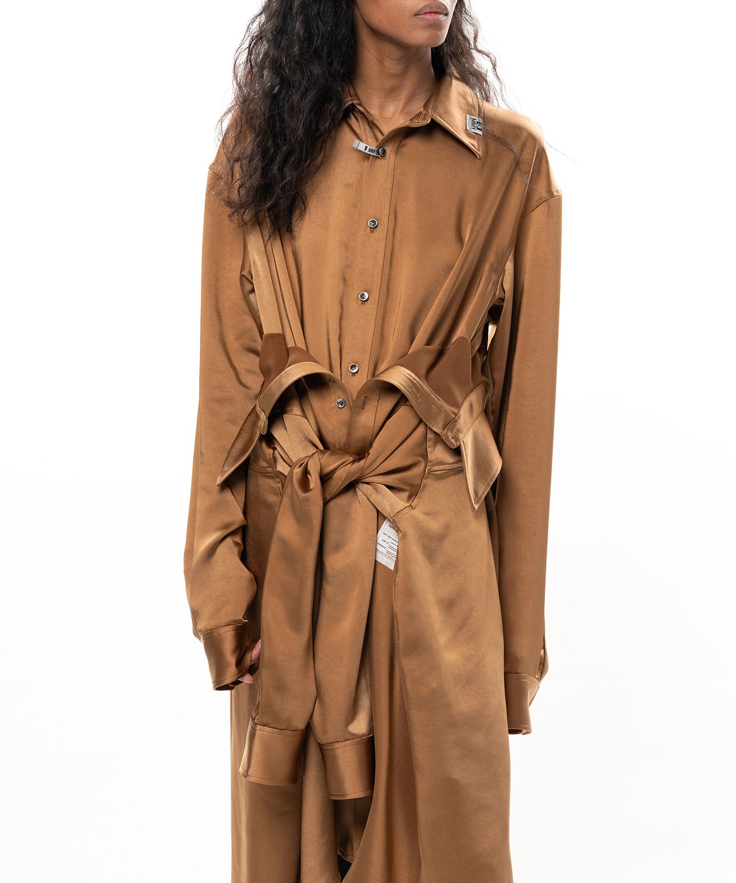 Combined Satin Shirt Dress
