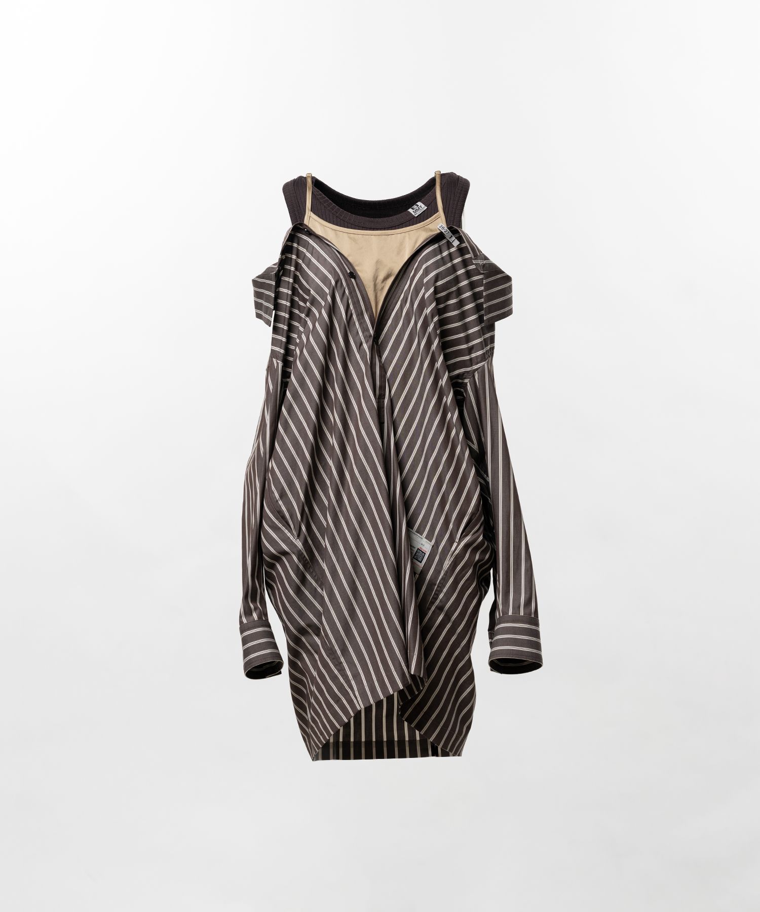 Triple Layered Stripe Shirt Dress