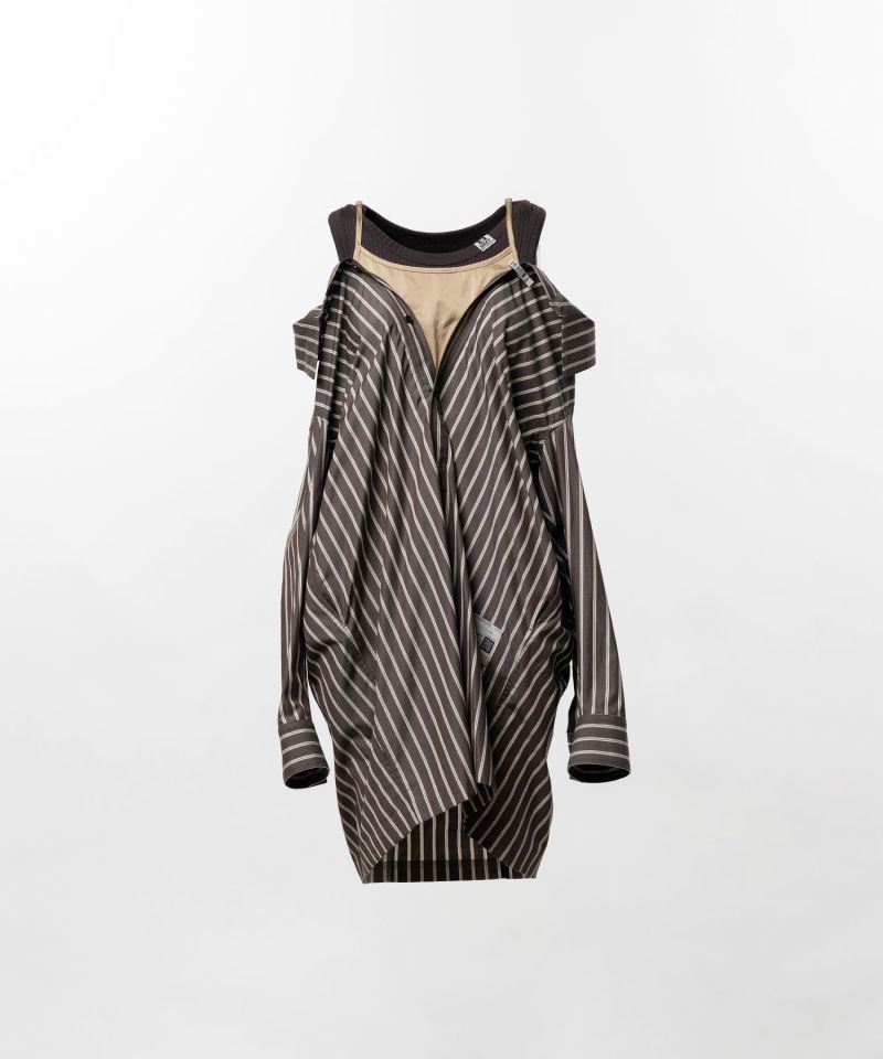 Triple Layered Stripe Shirt Dress