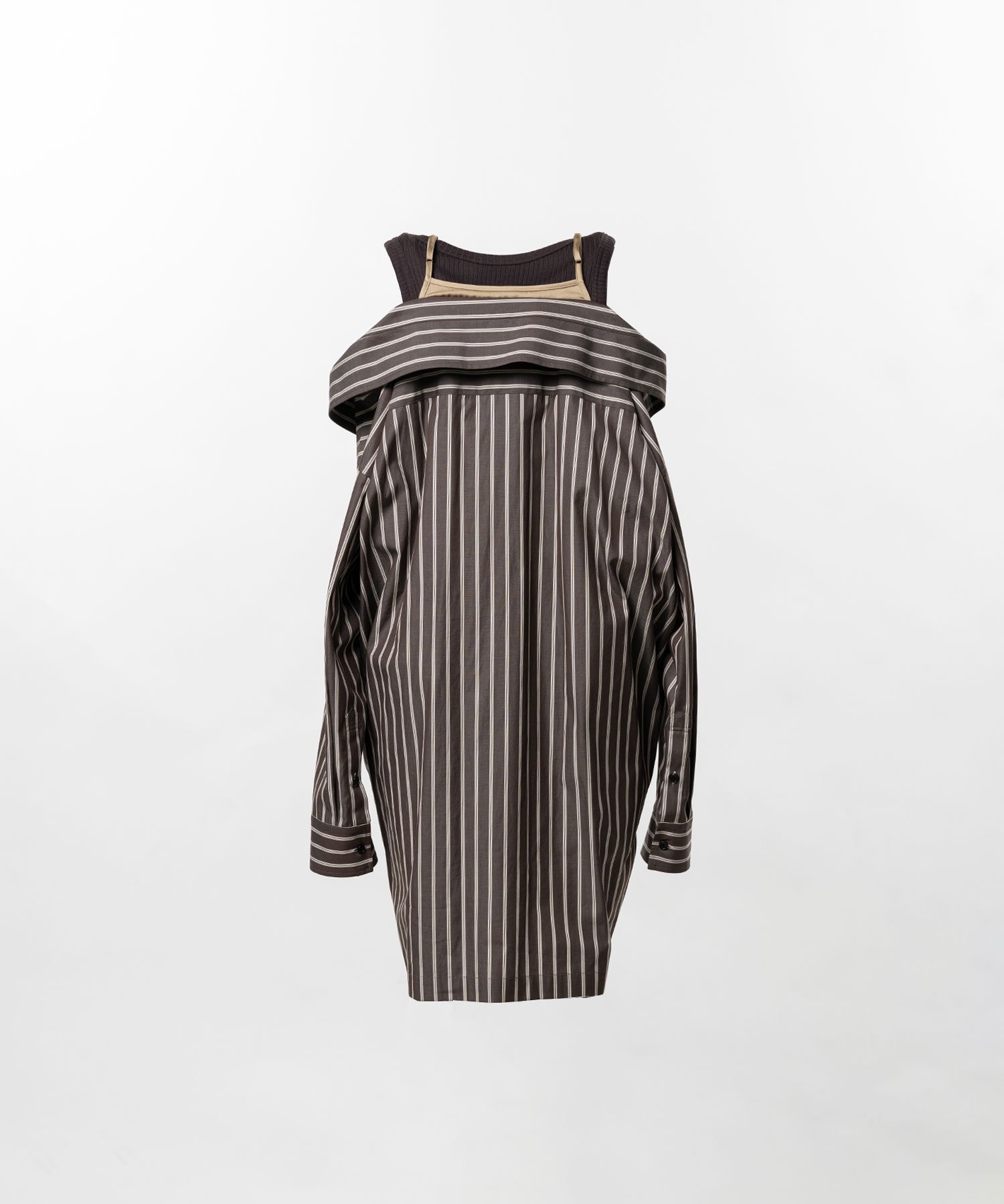 Triple Layered Stripe Shirt Dress