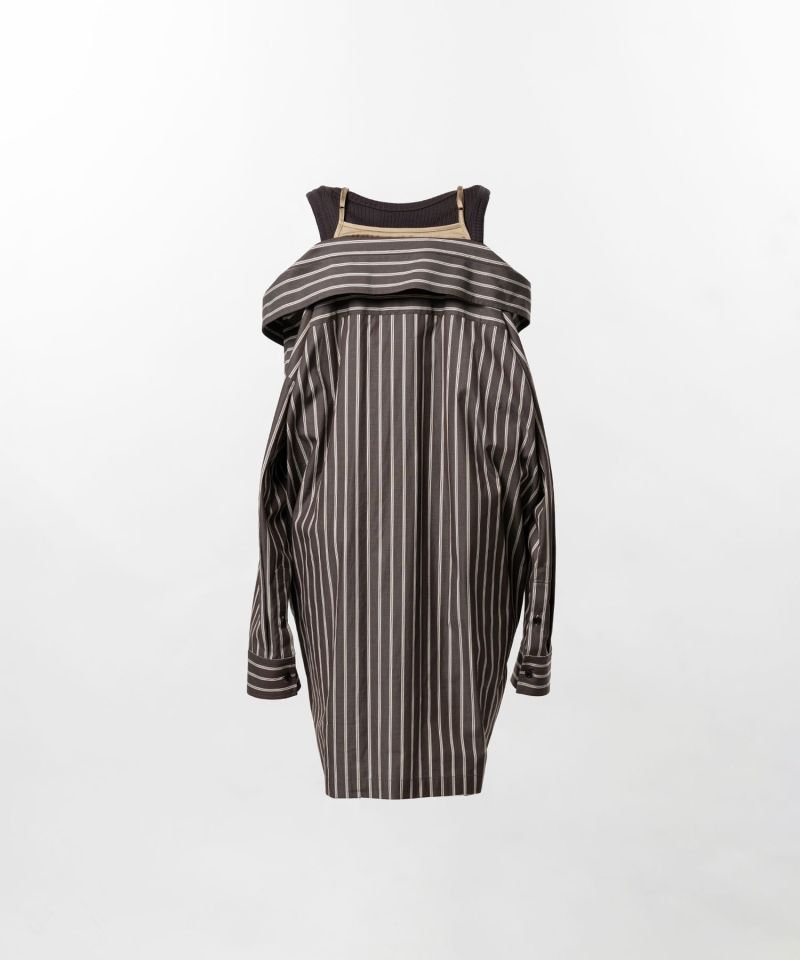 Triple Layered Stripe Shirt Dress
