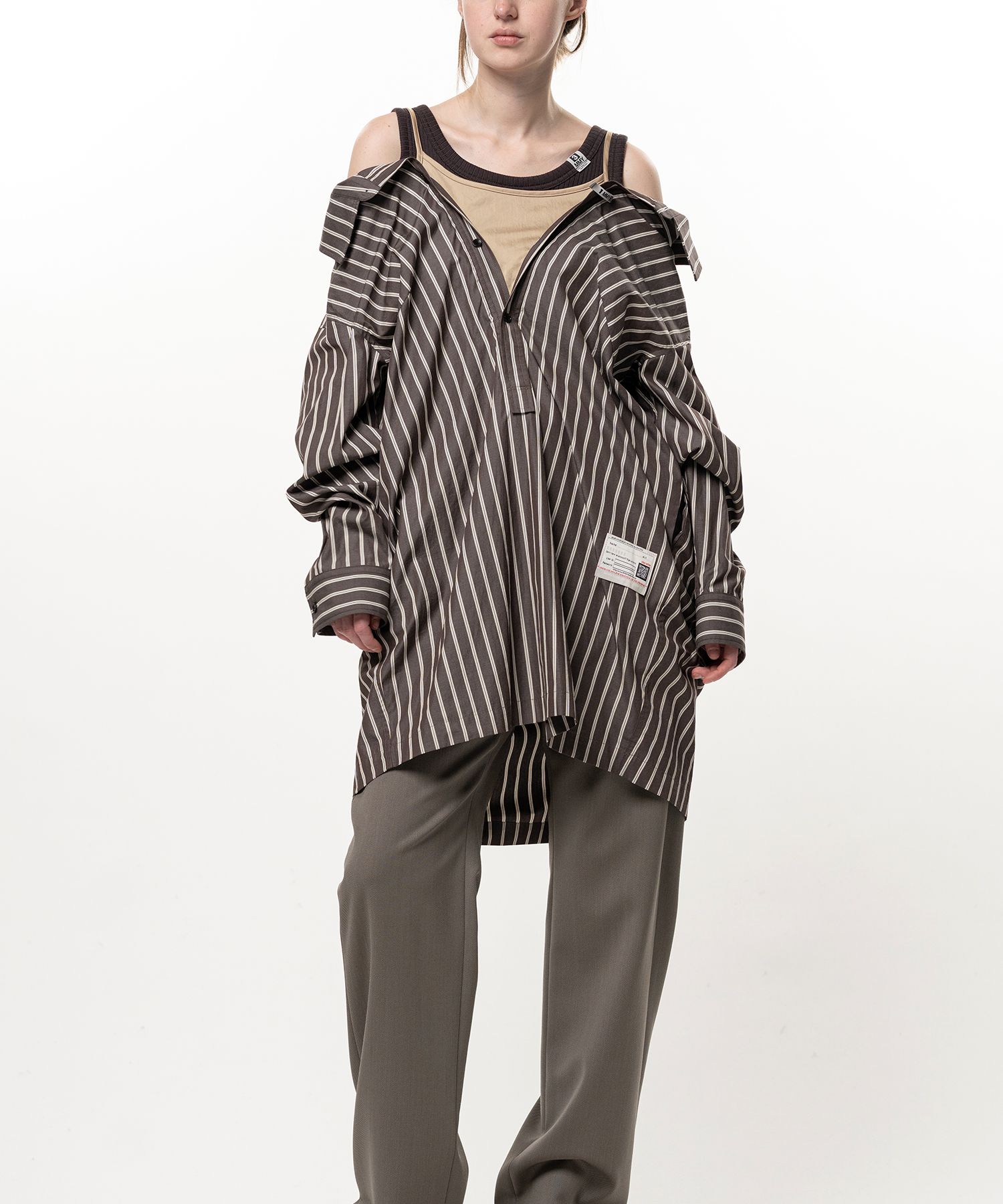 Triple Layered Stripe Shirt Dress