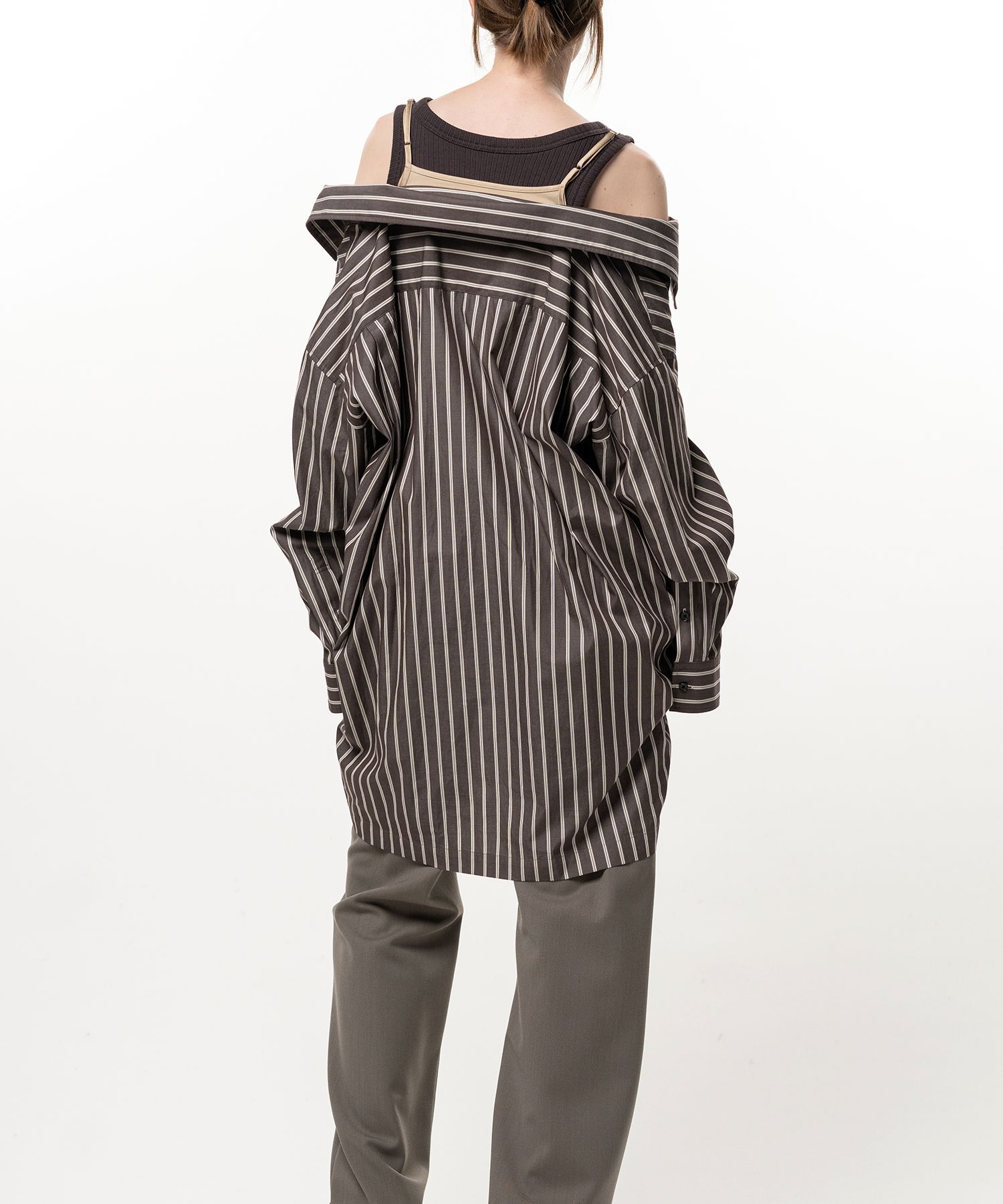 Triple Layered Stripe Shirt Dress