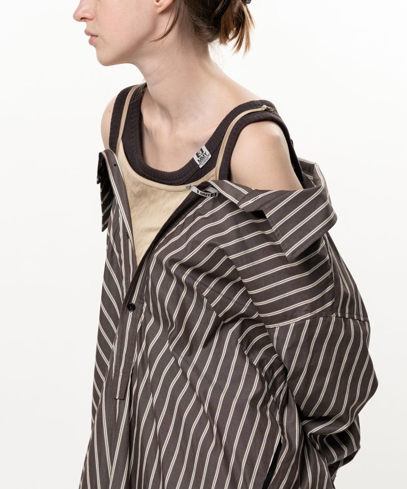 Triple Layered Stripe Shirt Dress