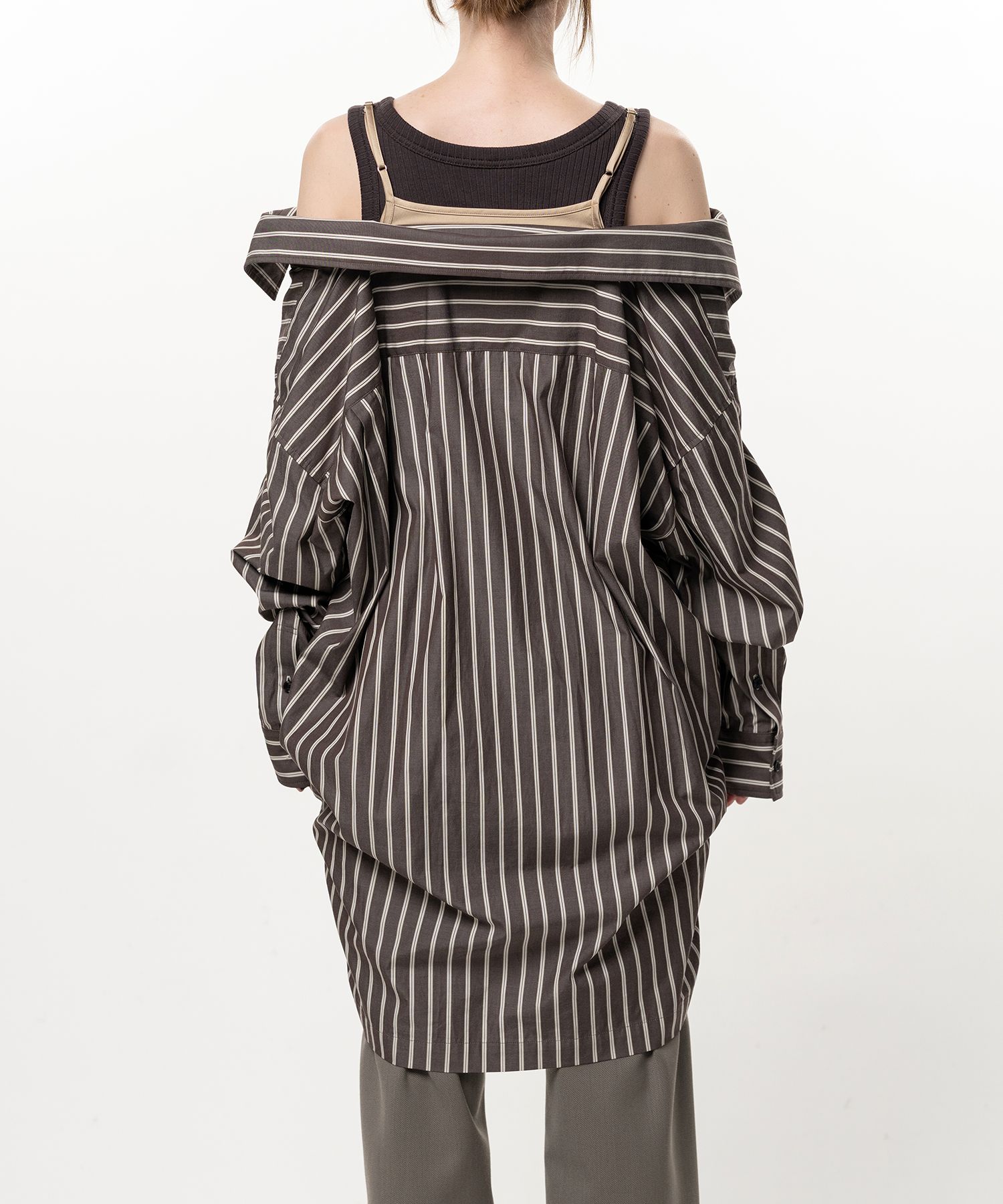 Triple Layered Stripe Shirt Dress