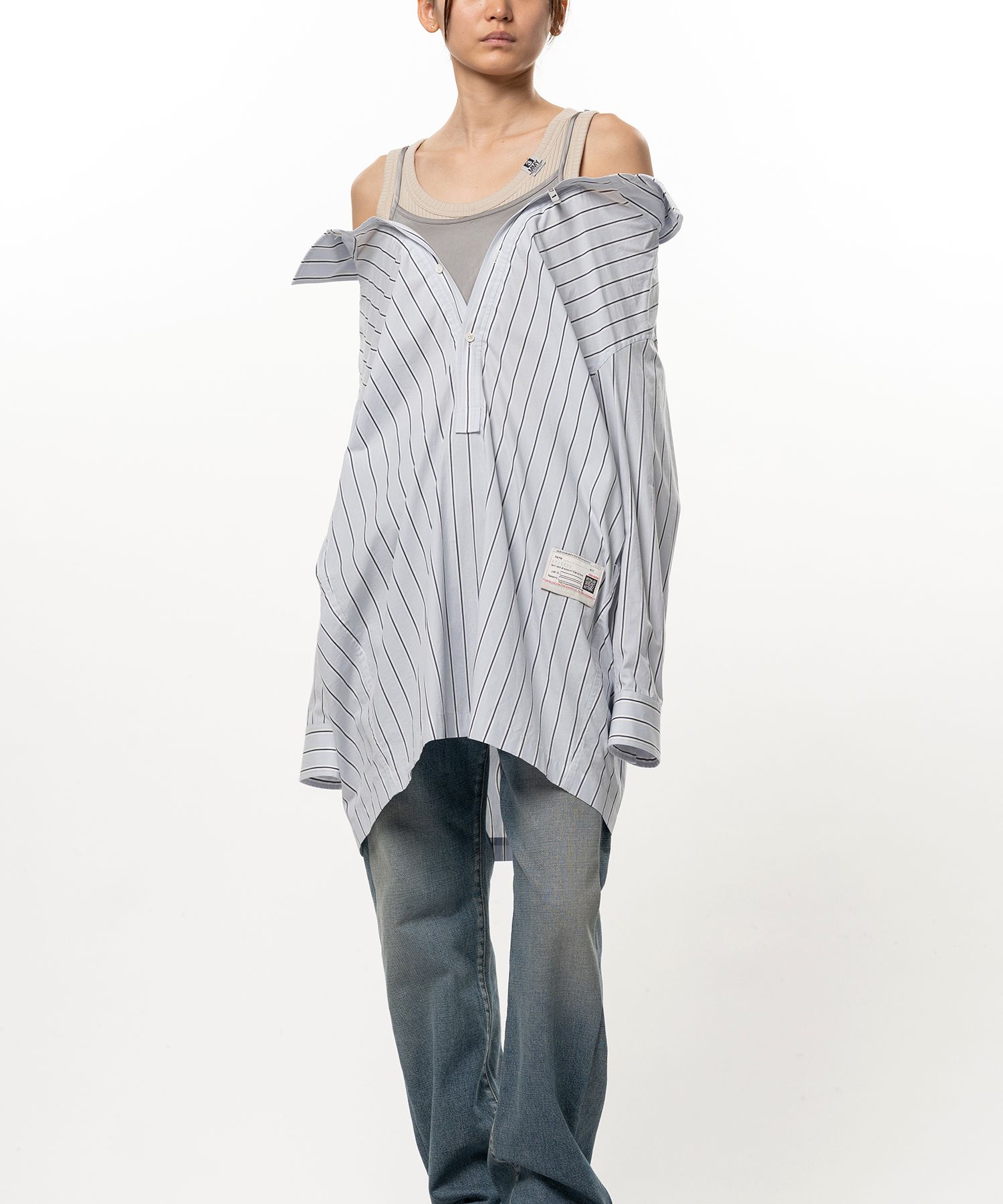Triple Layered Stripe Shirt Dress