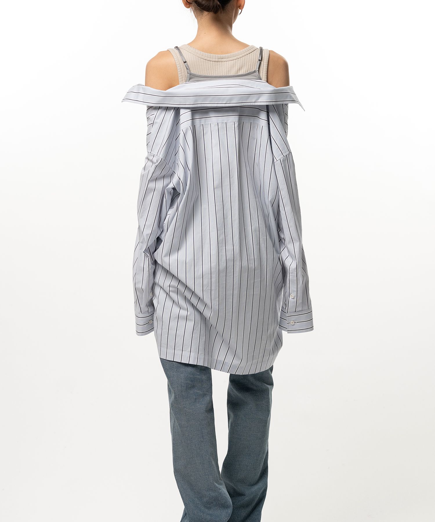 Triple Layered Stripe Shirt Dress