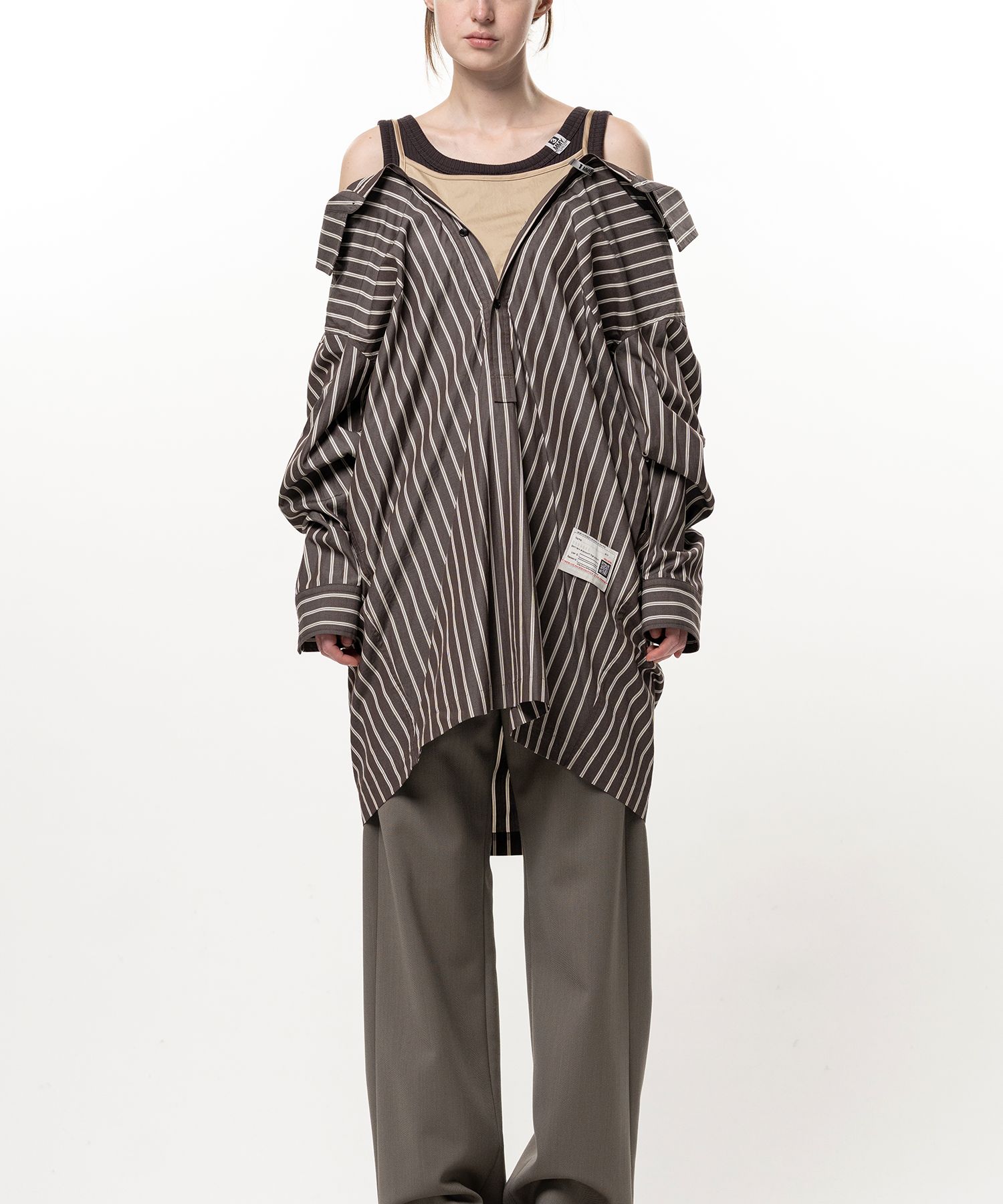 Triple Layered Stripe Shirt Dress