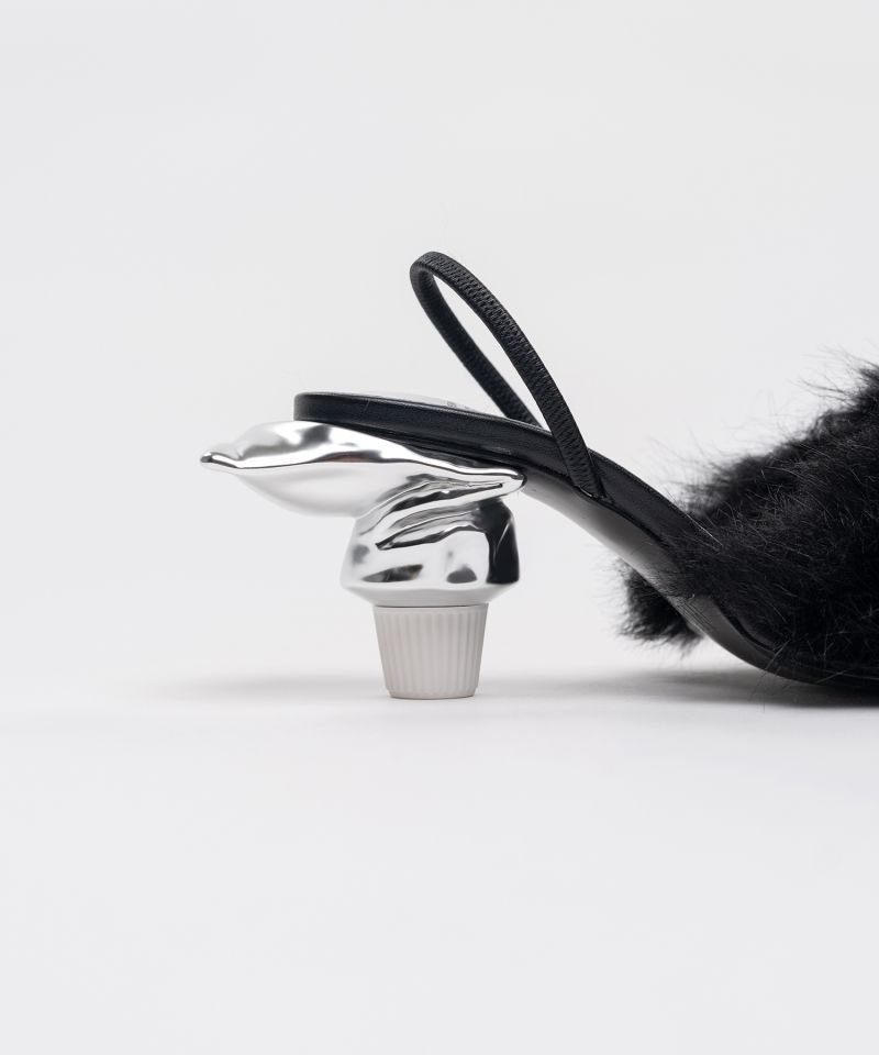 Toothpaste Heel Fur Sandals