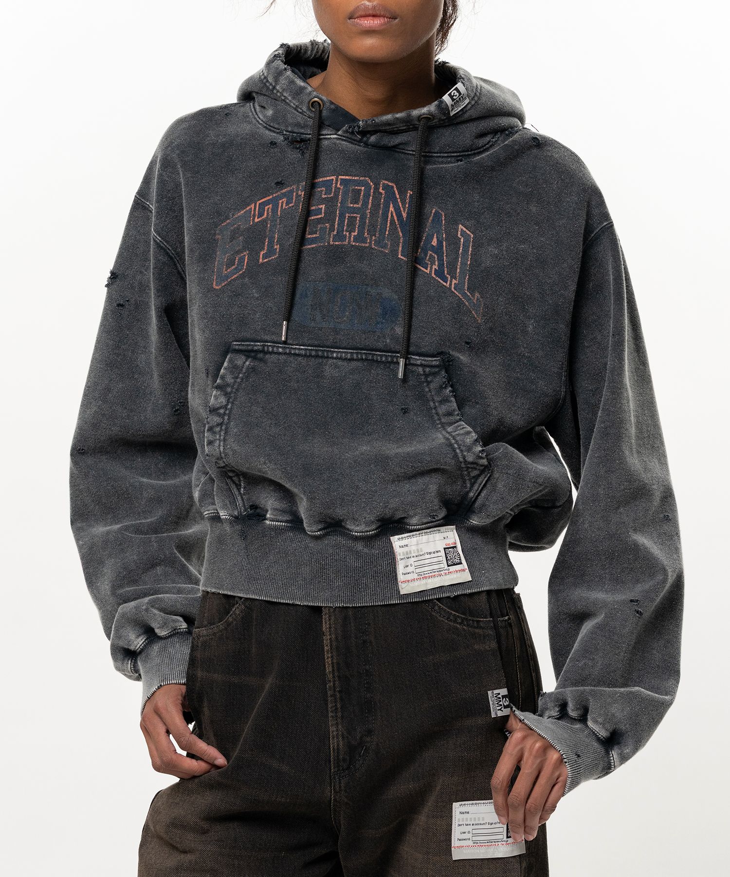 Bleached College Print Hoodie