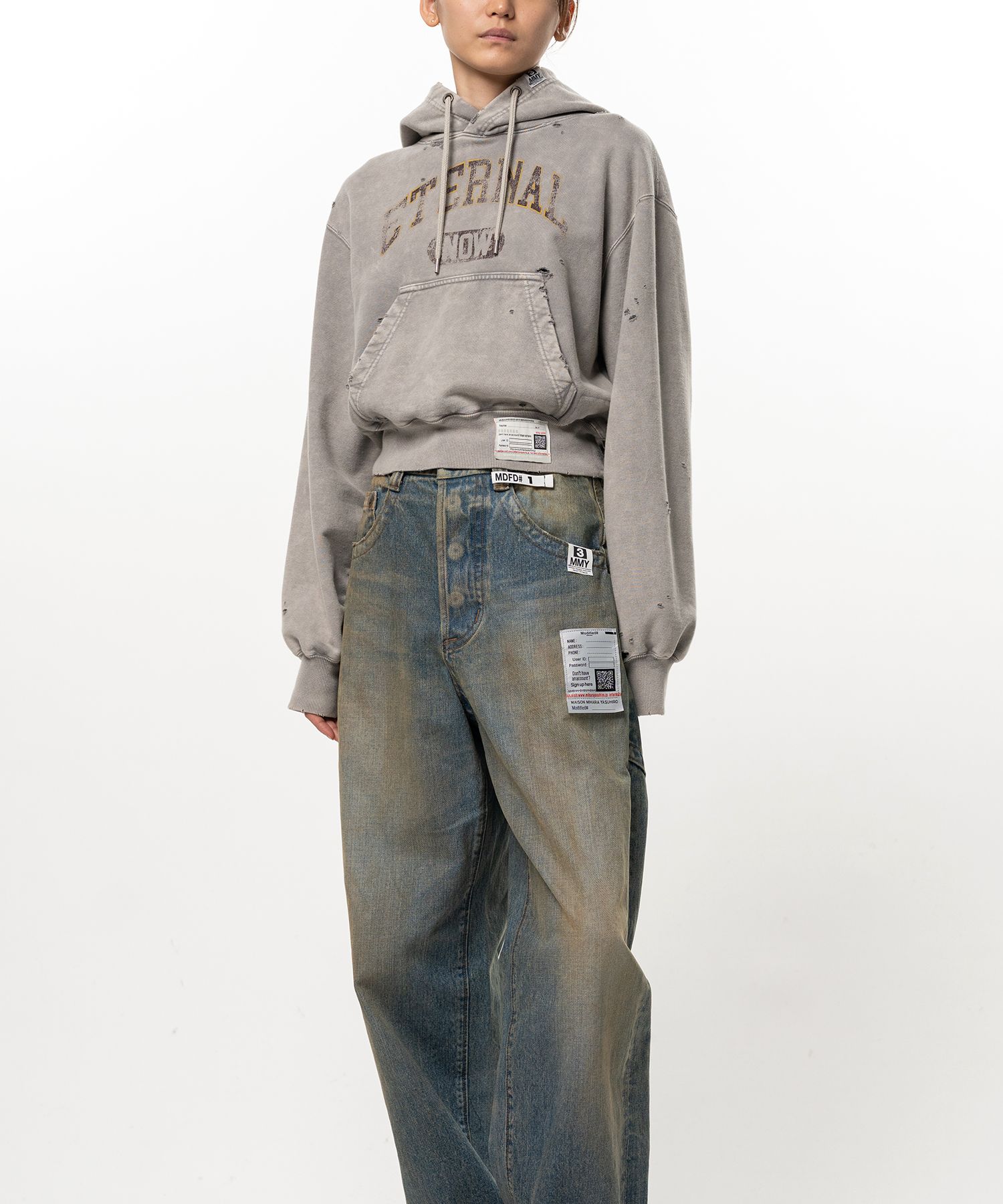 Bleached College Print Hoodie