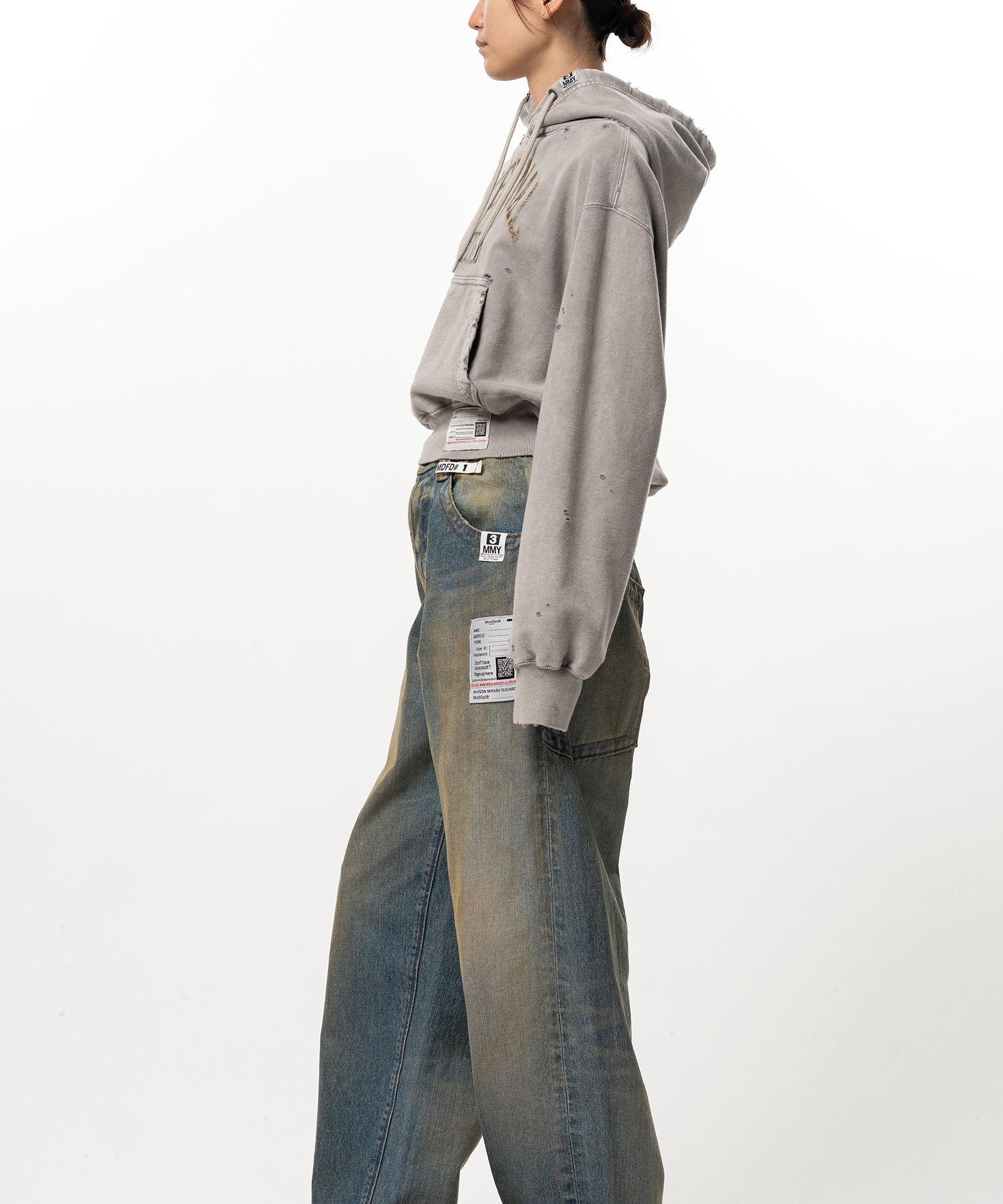 Bleached College Print Hoodie