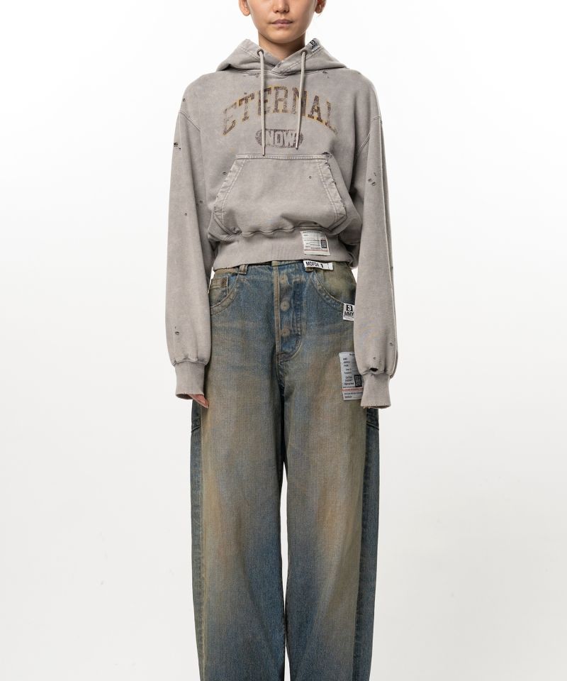 Bleached College Print Hoodie