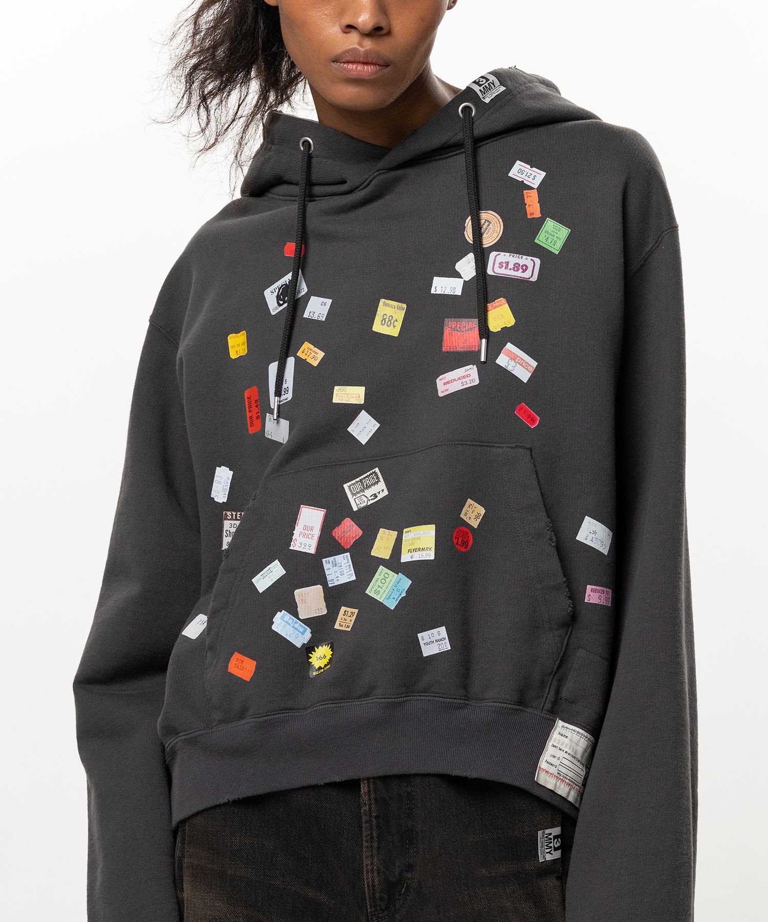 Price Tag Sticker Printed Hoodie
