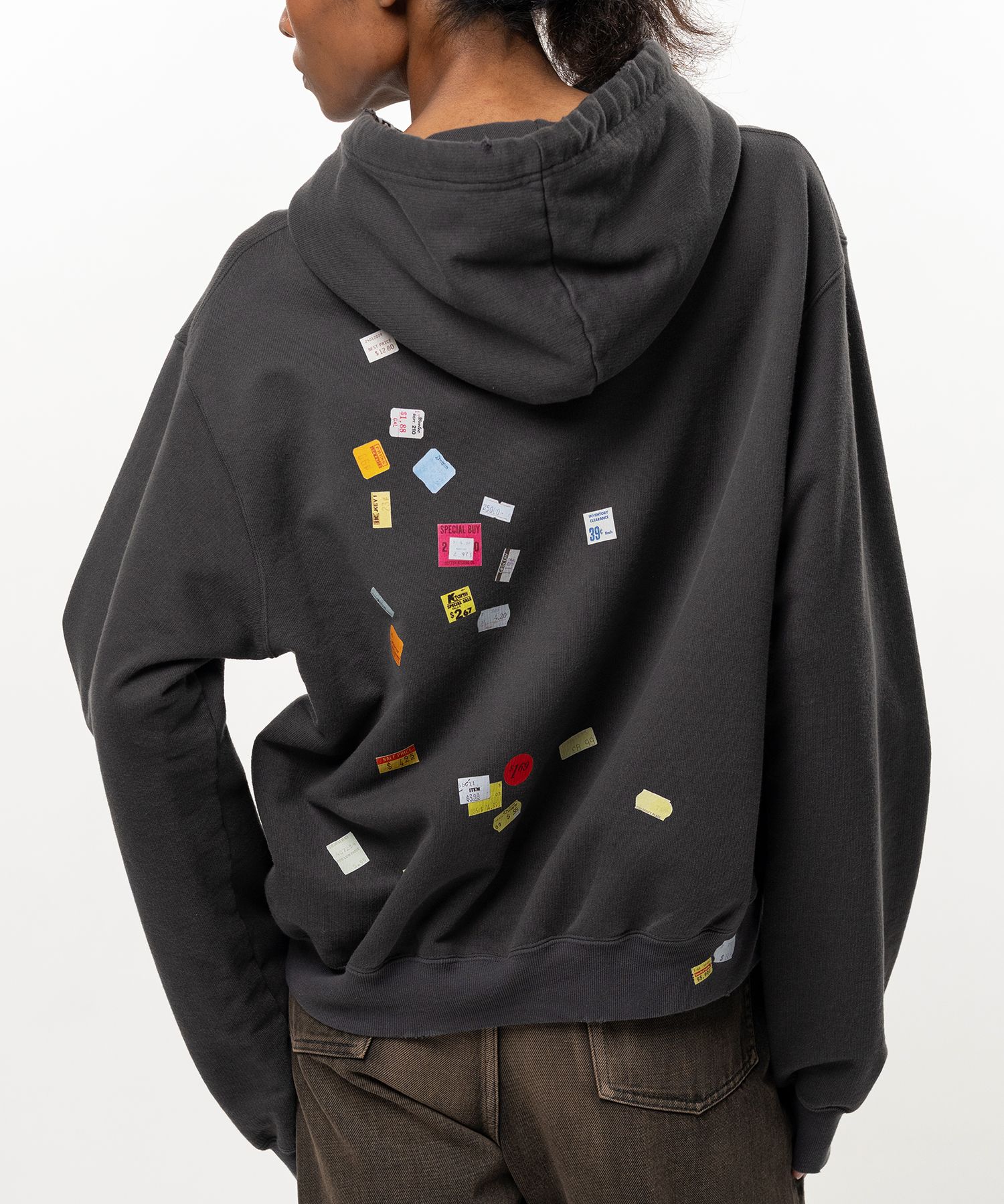 Price Tag Sticker Printed Hoodie