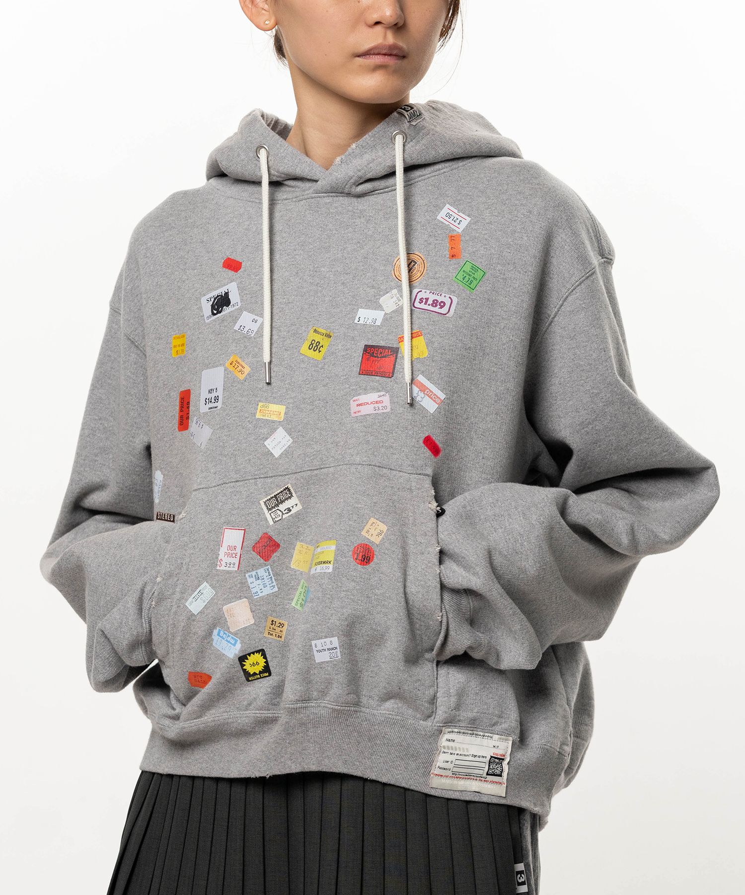 Price Tag Sticker Printed Hoodie