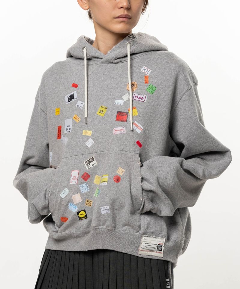 Price Tag Sticker Printed Hoodie