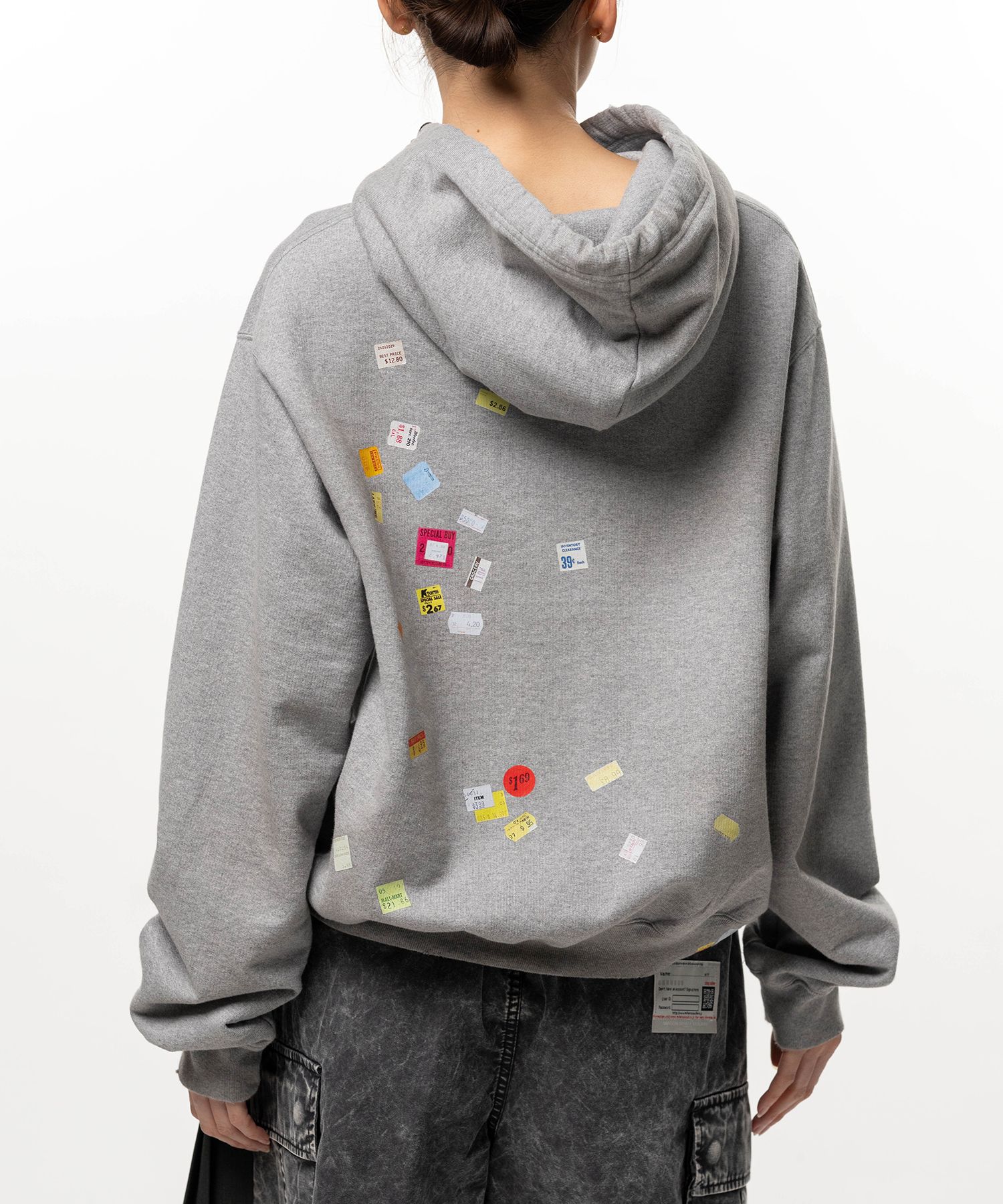 Price Tag Sticker Printed Hoodie