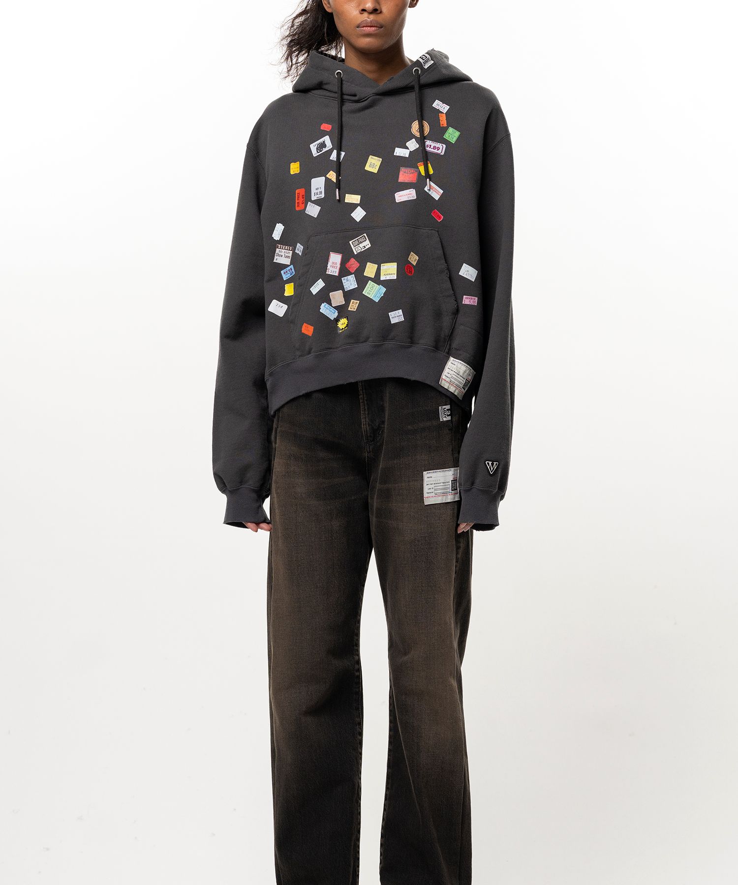 Price Tag Sticker Printed Hoodie