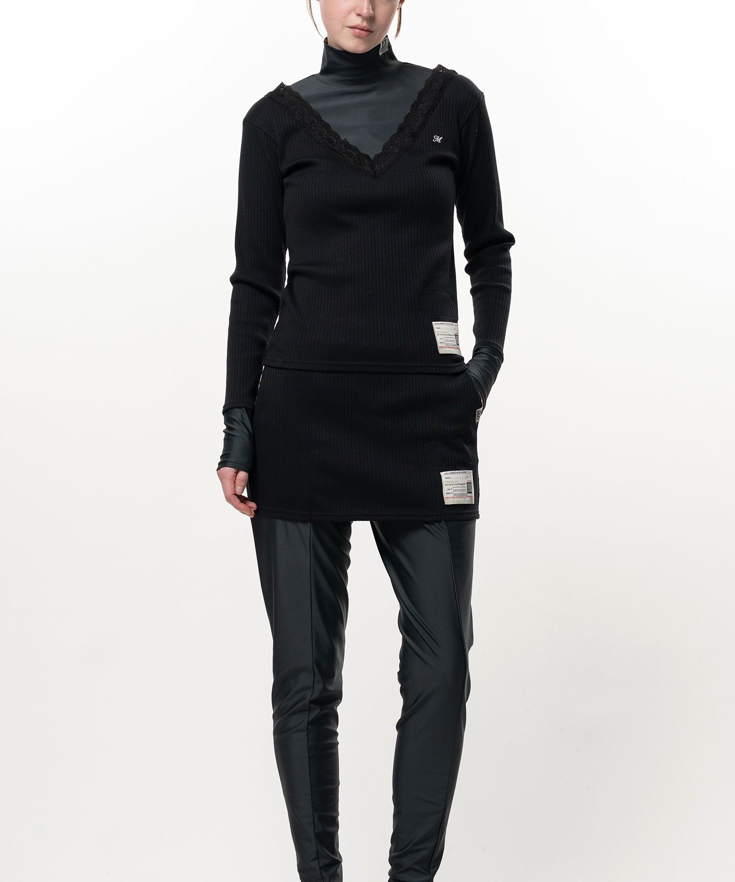 High Neck Layered Knit Pullover