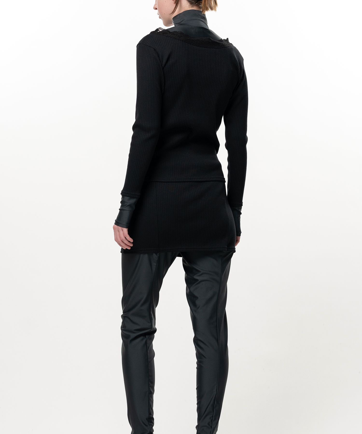 High Neck Layered Knit Pullover