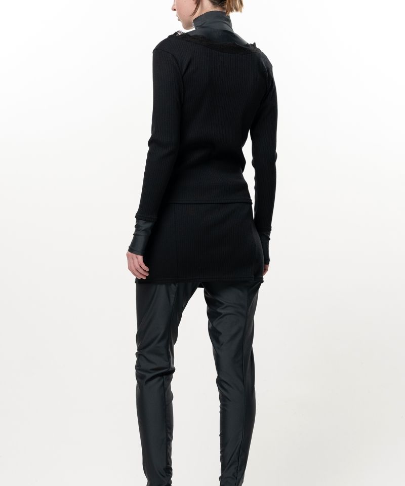High Neck Layered Knit Pullover