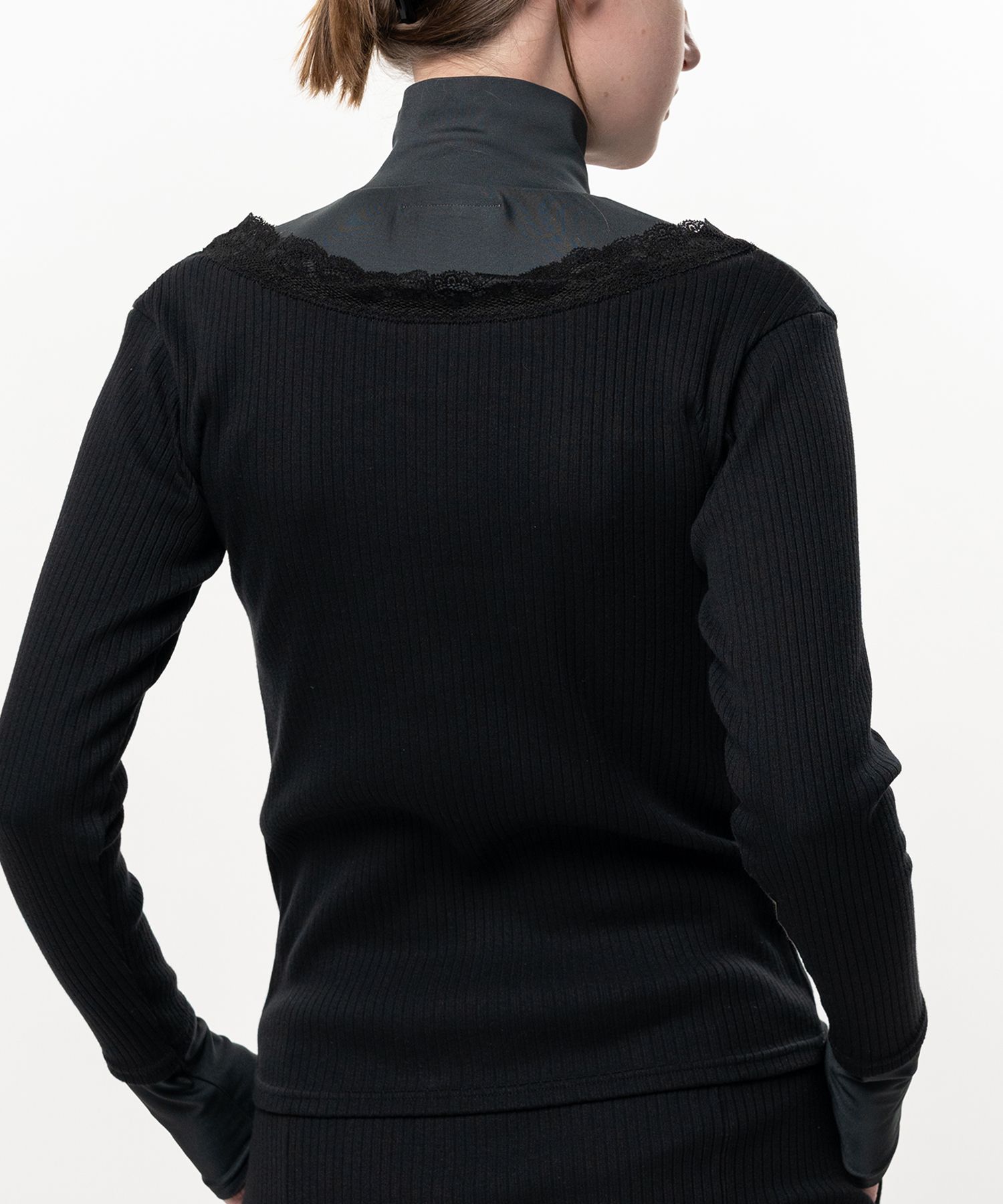 High Neck Layered Knit Pullover