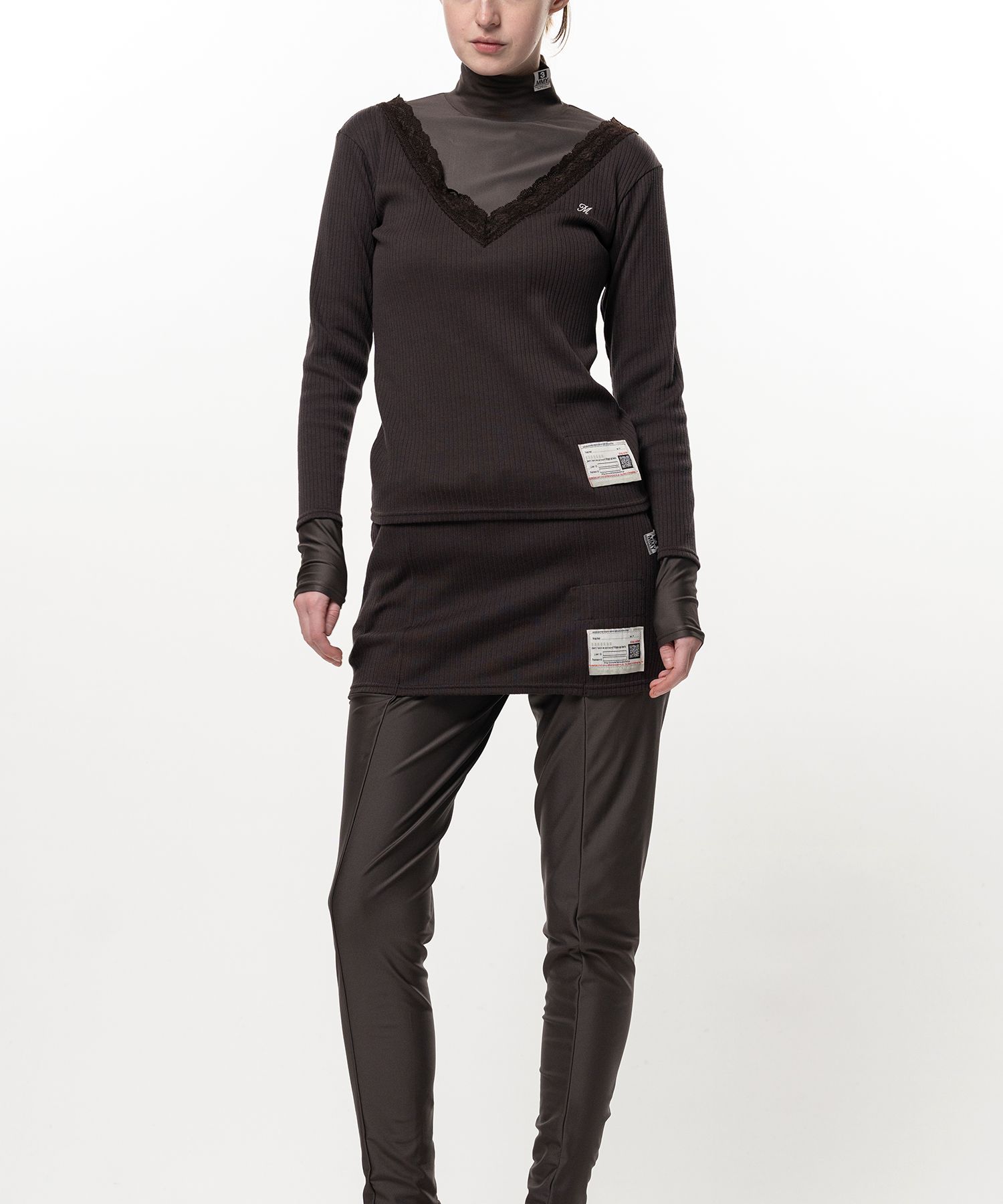 High Neck Layered Knit Pullover