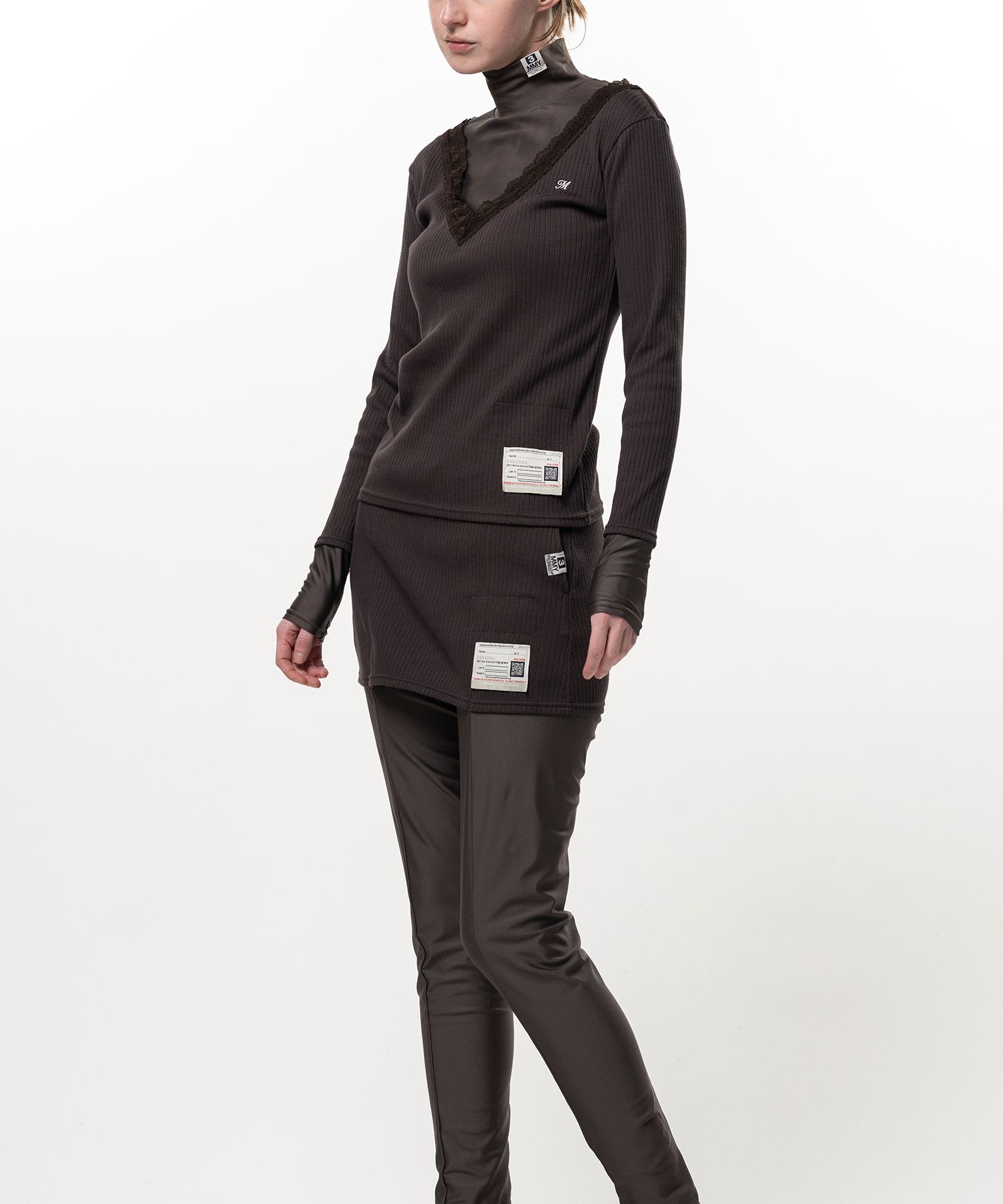 High Neck Layered Knit Pullover