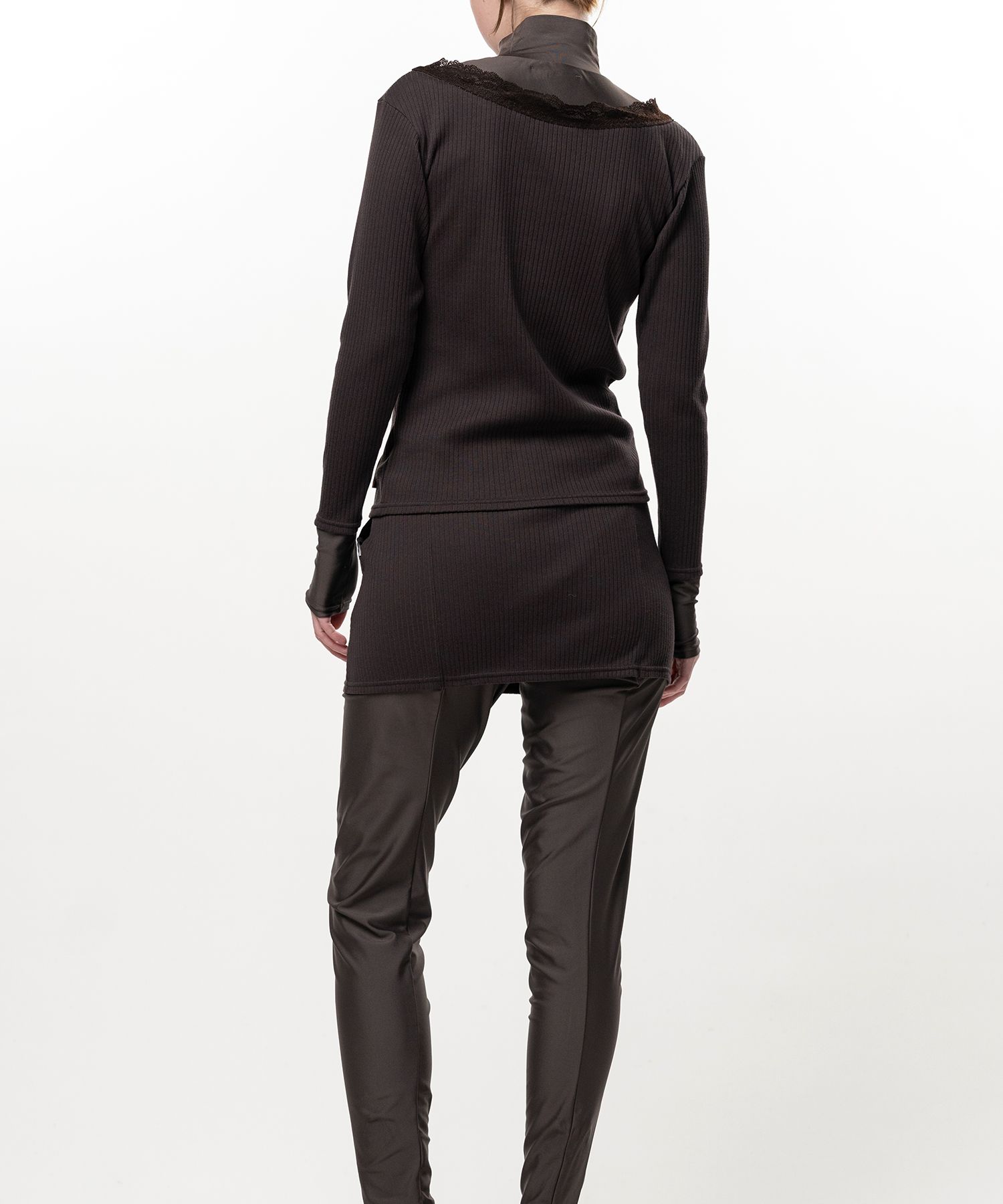 High Neck Layered Knit Pullover
