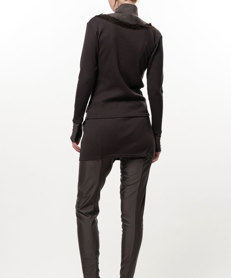 High Neck Layered Knit Pullover