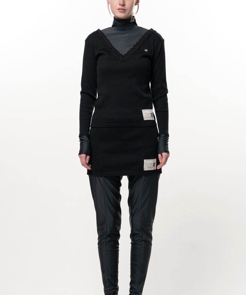 High Neck Layered Knit Pullover